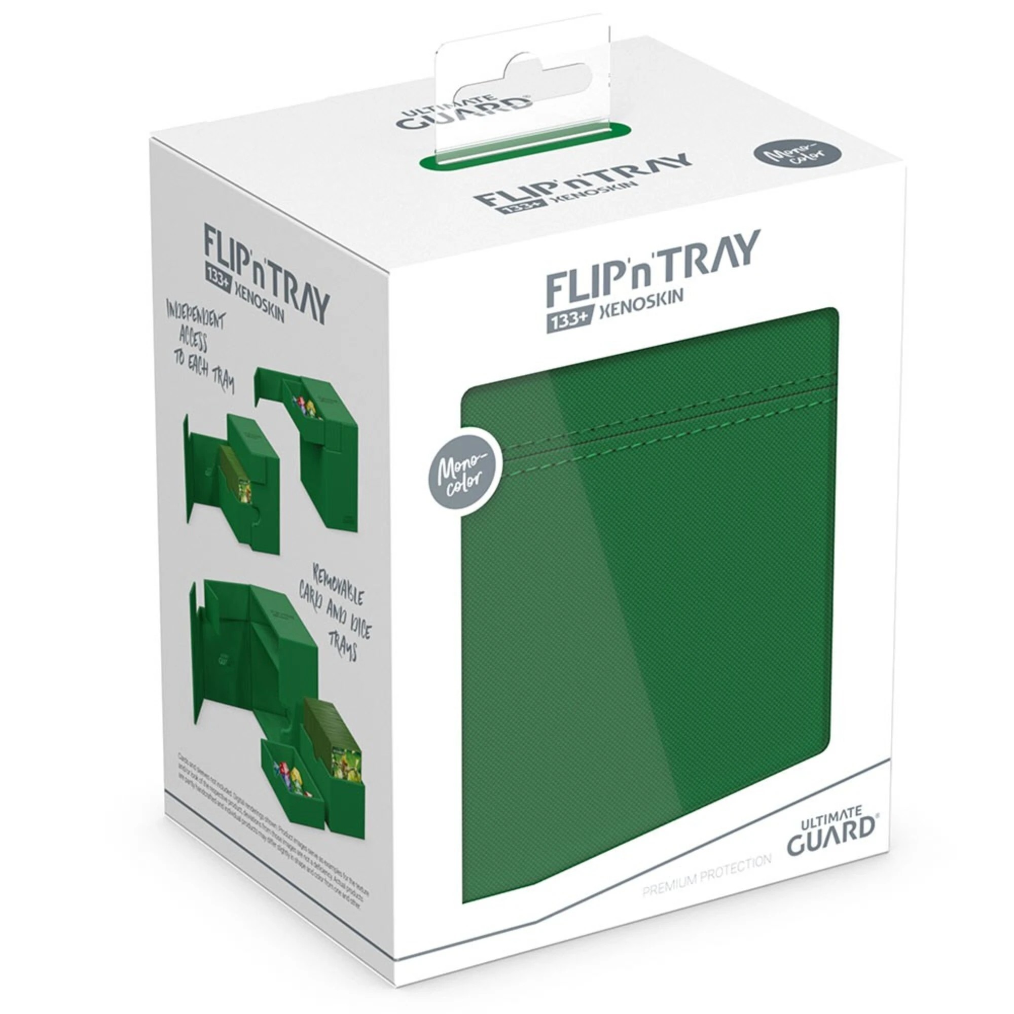 1 Ultimate Guard TCG - XenoSkin Flip'n'Tray 133+ Deck Box - Green, 1 of 3