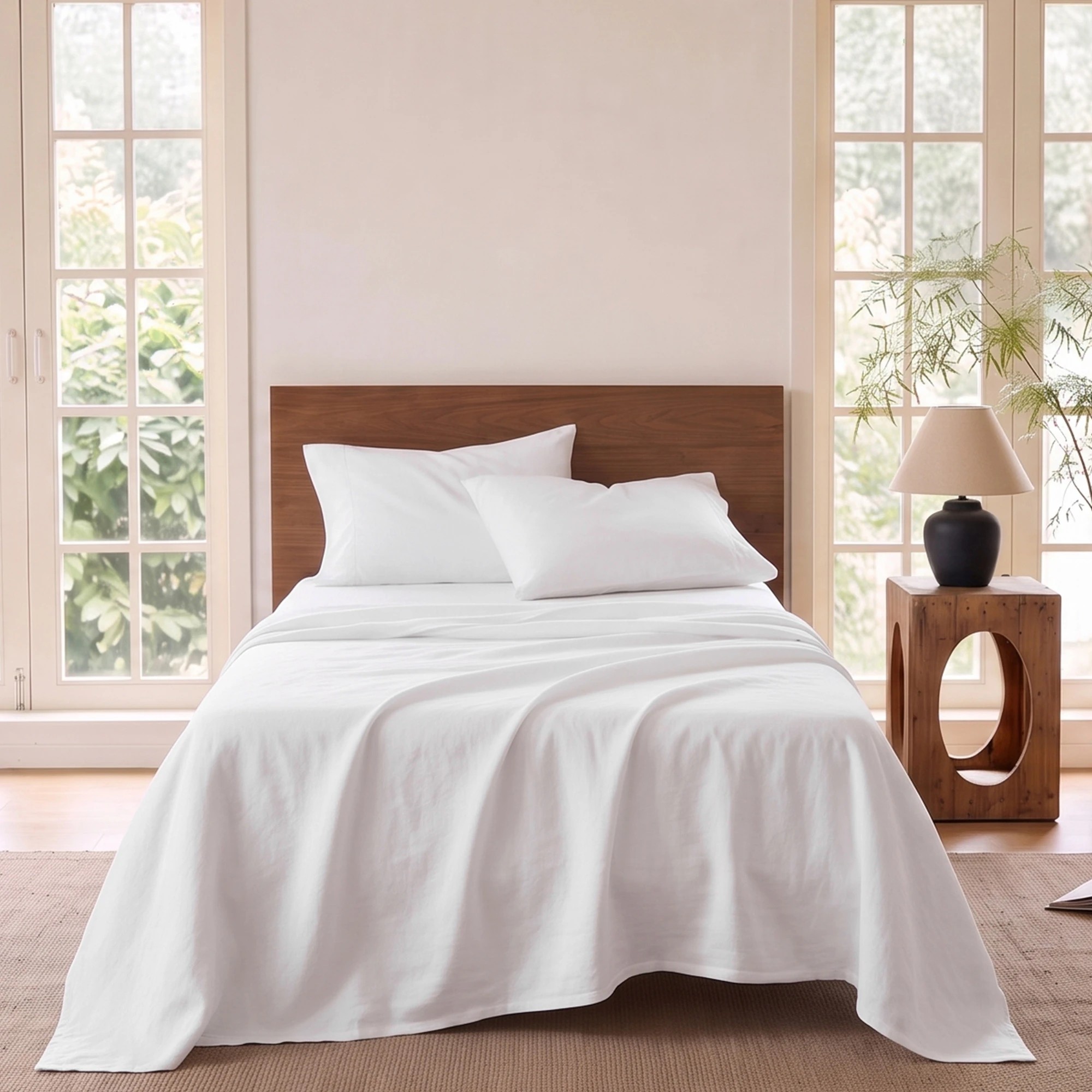 5 Giselle Bedding 500TC 100% Cotton Bed Sheet Set Includes Fitted Sheet 40cm Deep Pocket - Single Bed - White, 5 of 10