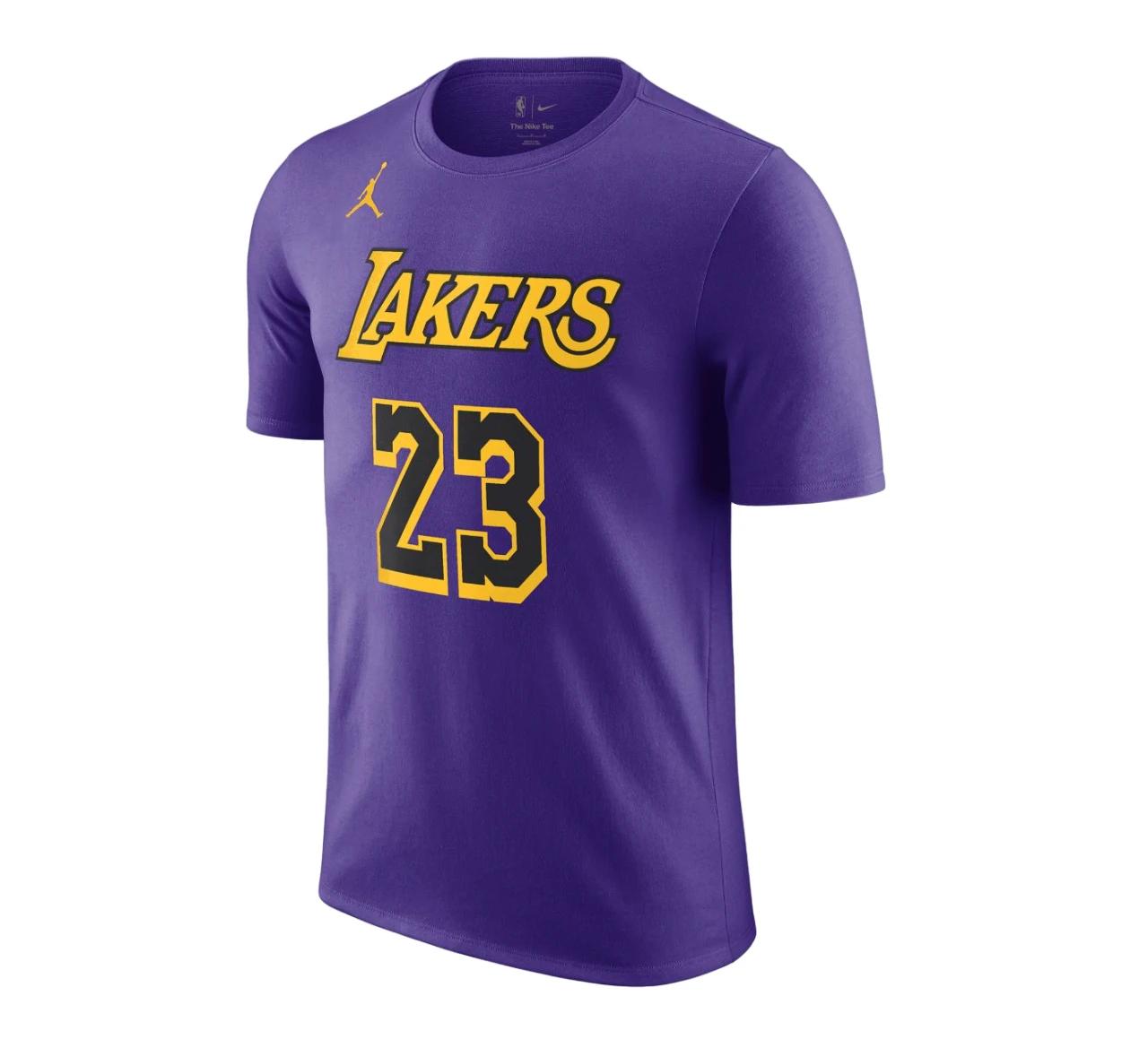 5 Nike Mens Air Jordan NBA Lebron James Lakers Purple Statement Jersey T-Shirt PURPLE, 5 of 7