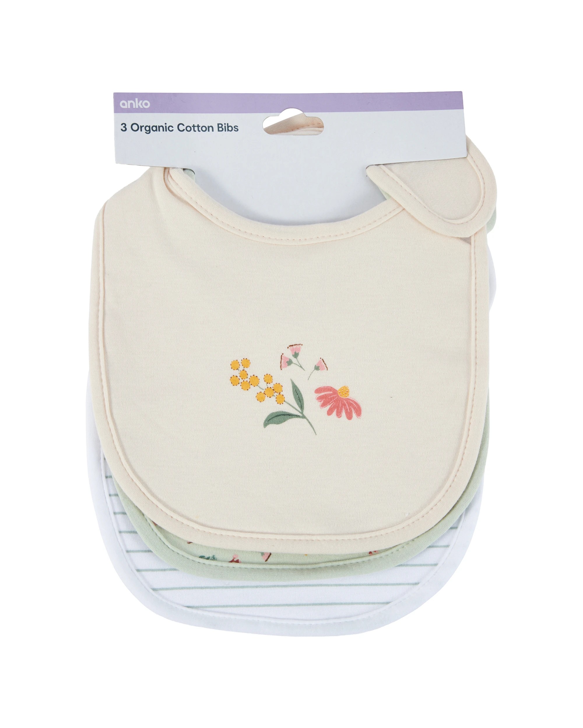 5 3 Pack Organic Cotton Bibs - Flora, 5 of 5