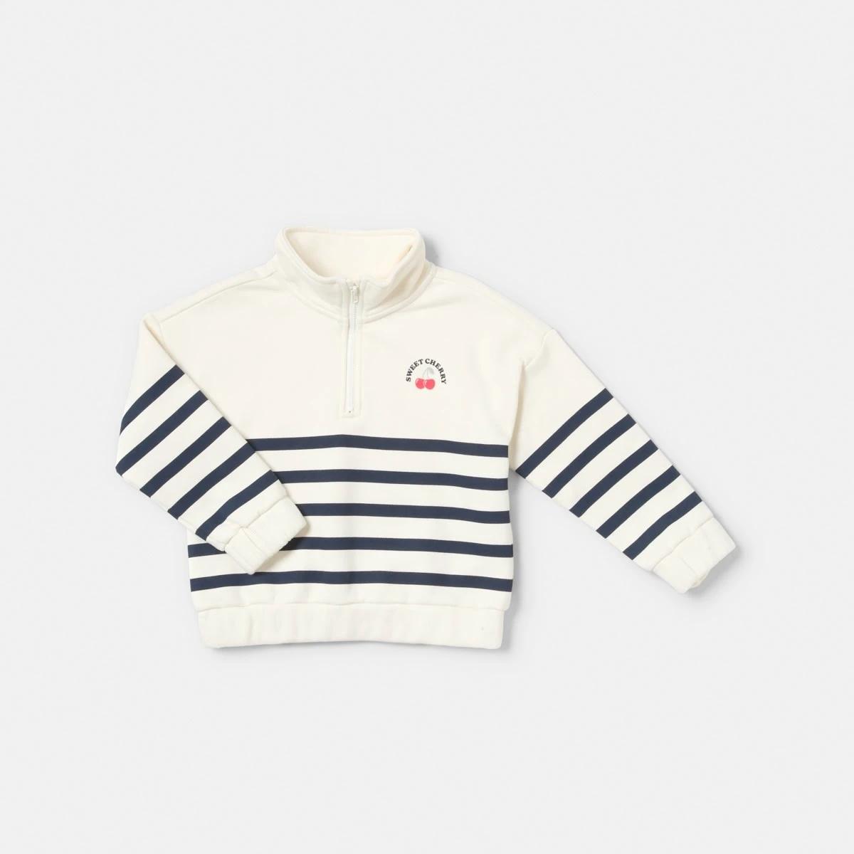 8 Quarter Zip Fleece Sweatshirt Stripe, 8 of 10