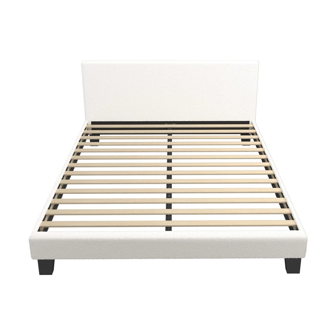 8 Oikiture Queen Bed Boucle Bed Frame
 - White, 8 of 10