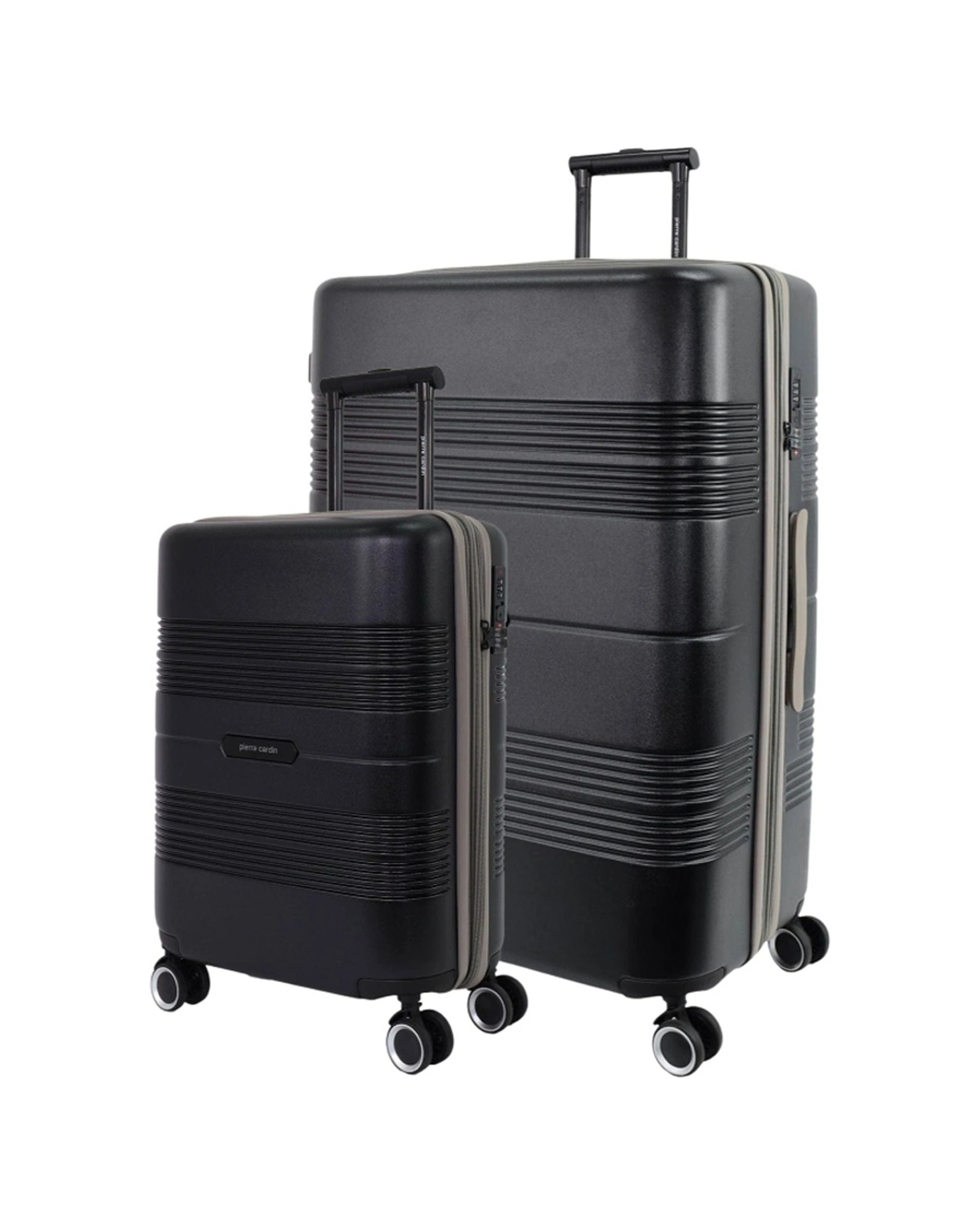 1 Pierre Cardin 2pc Polycarbonate Large & Carry On Luggage Suitcase Set - Black, 1 of 7
