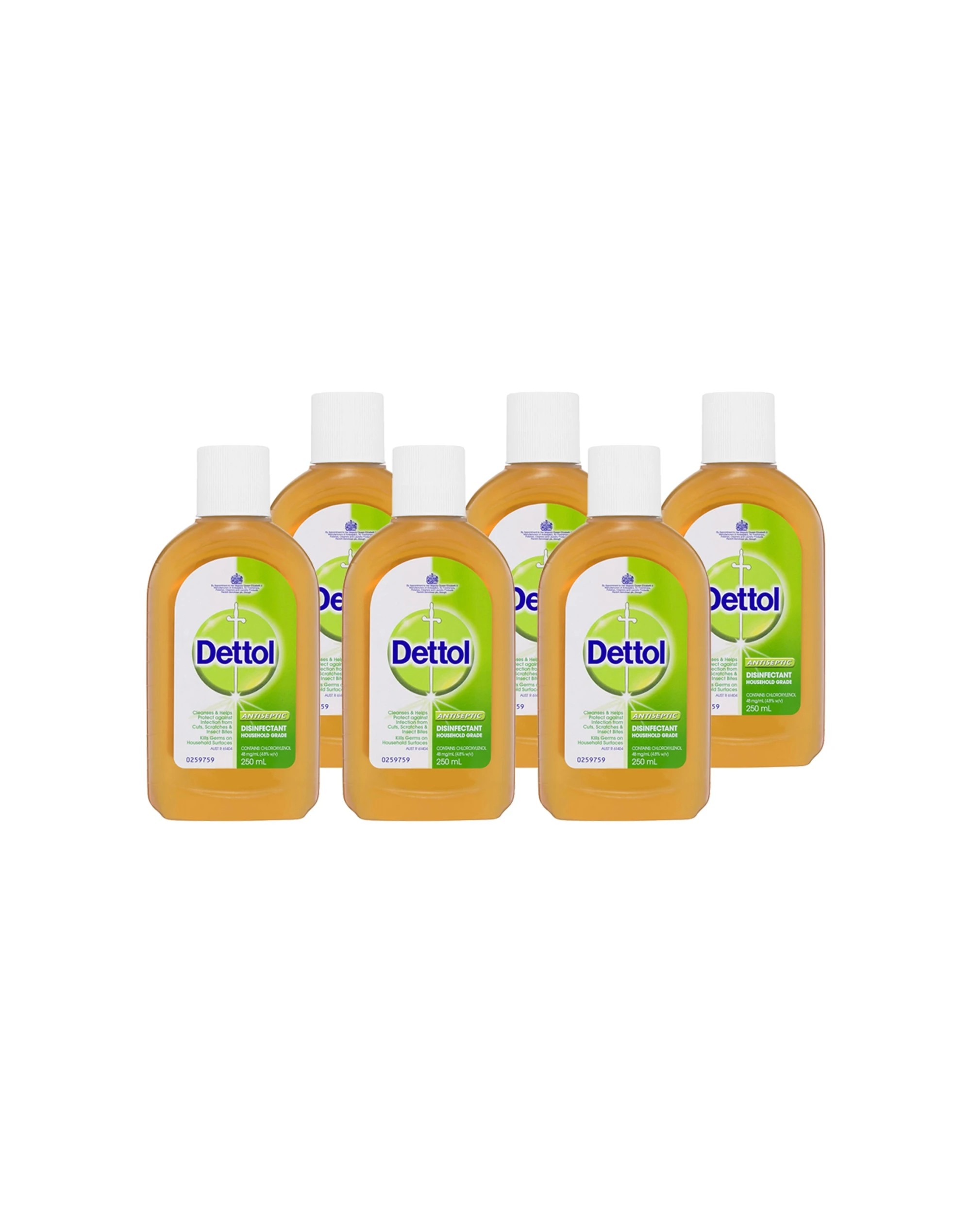 1 Dettol Antiseptic Disinfectant Liquid 6 Pack 250ml Gentle Household Use - Brown, 1 of 1