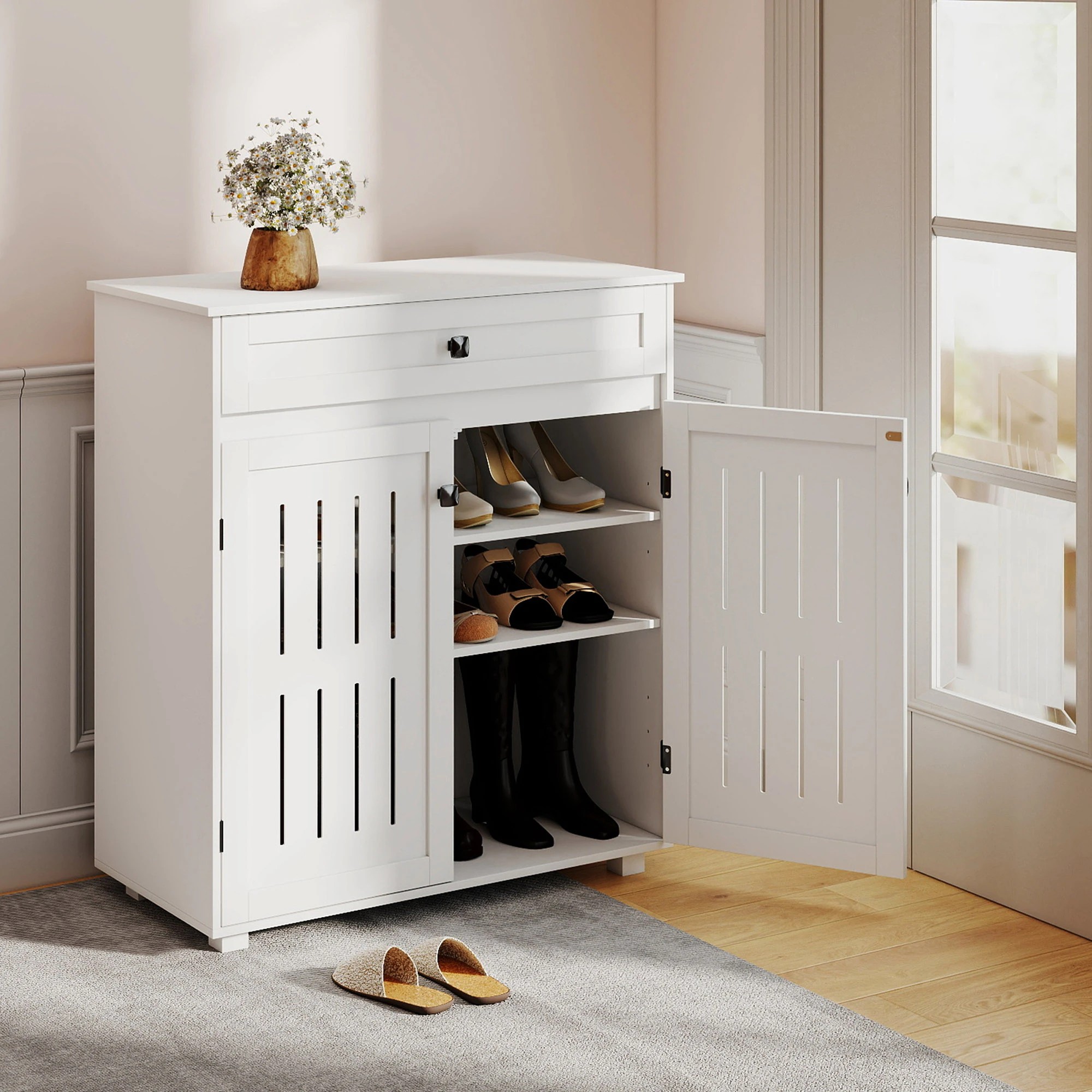 7 Levede Shoe Cabinet 4-Tier - White, 7 of 10