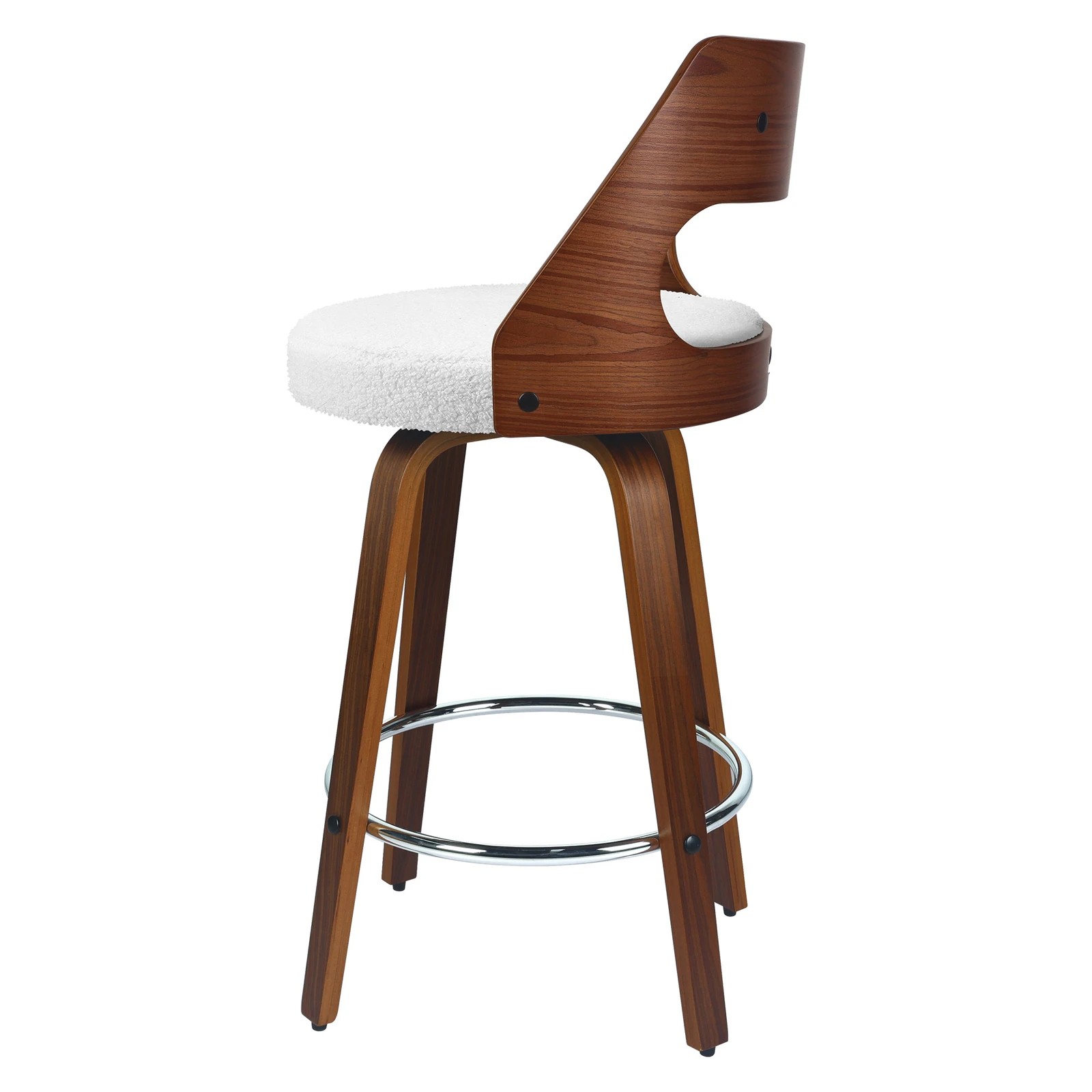 5 Alfordson 4x Swivel Bar Stools 65cm Kitchen Wooden Dining Chair Boucle - White, 5 of 10