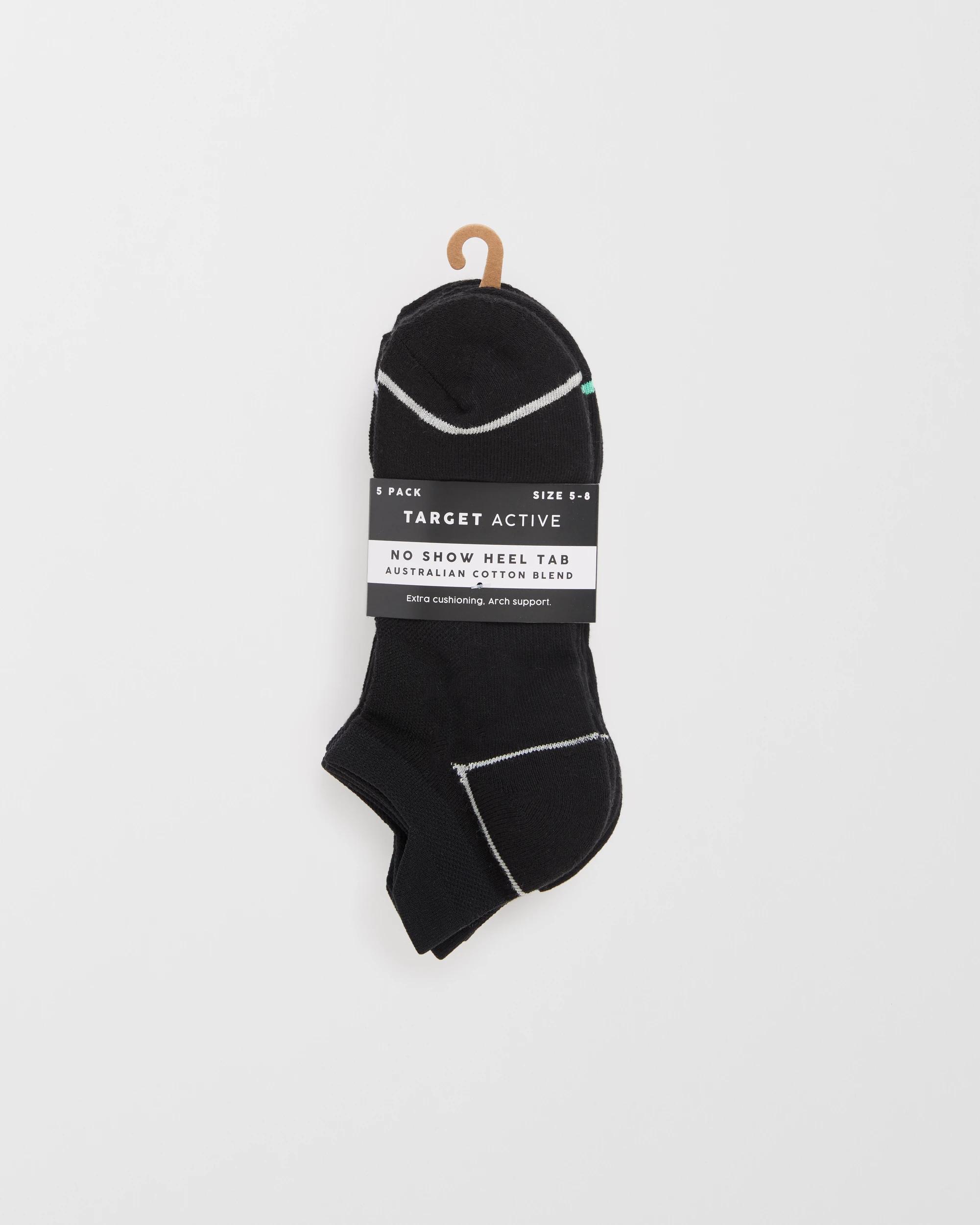 3 Target Woman Australian Cotton Blend 5 Pack No Show Sports Socks BLACK, 3 of 3