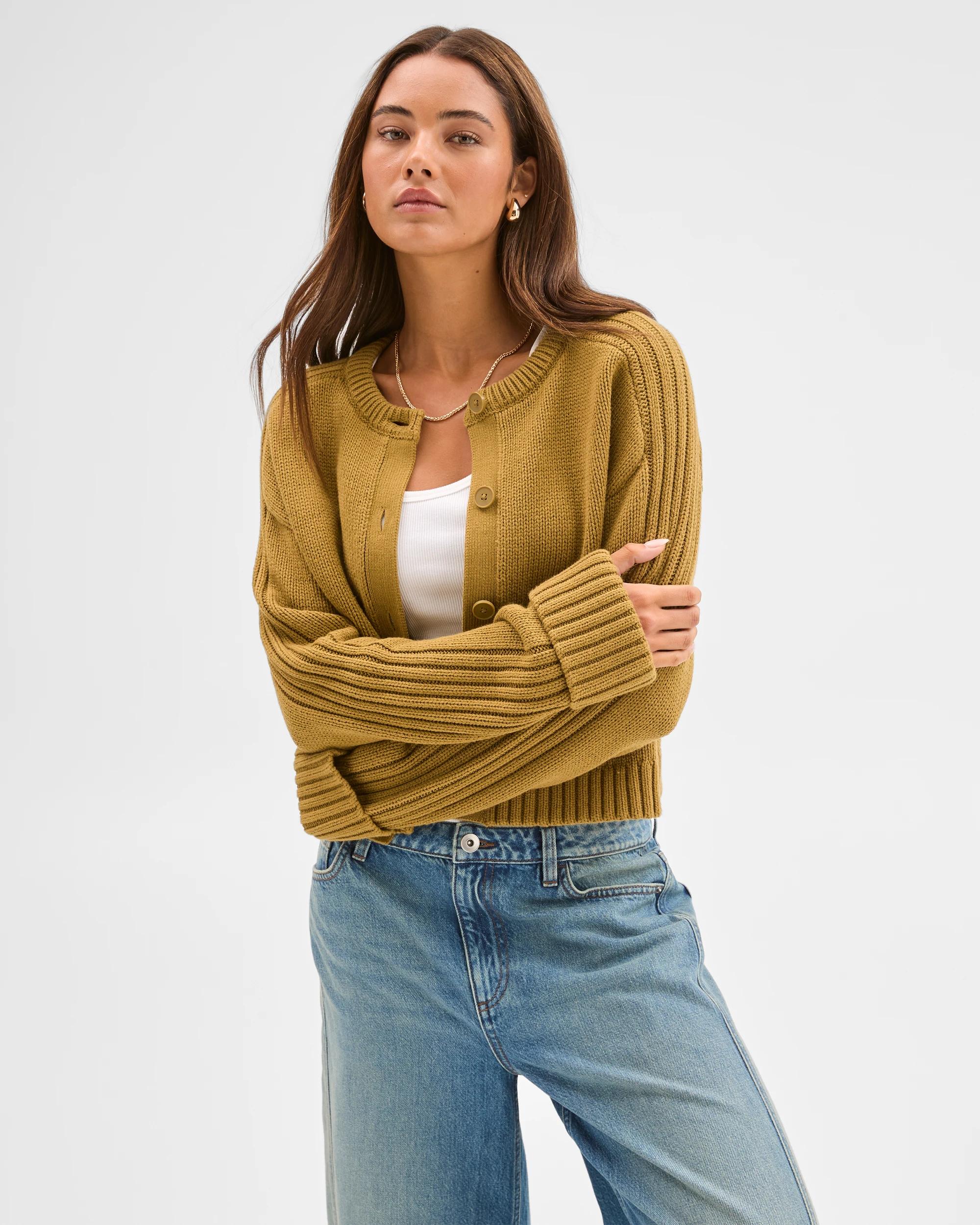 5 Lily Loves Australian Cotton Blend Knit Cardigan DARK OLIVE, 5 of 7