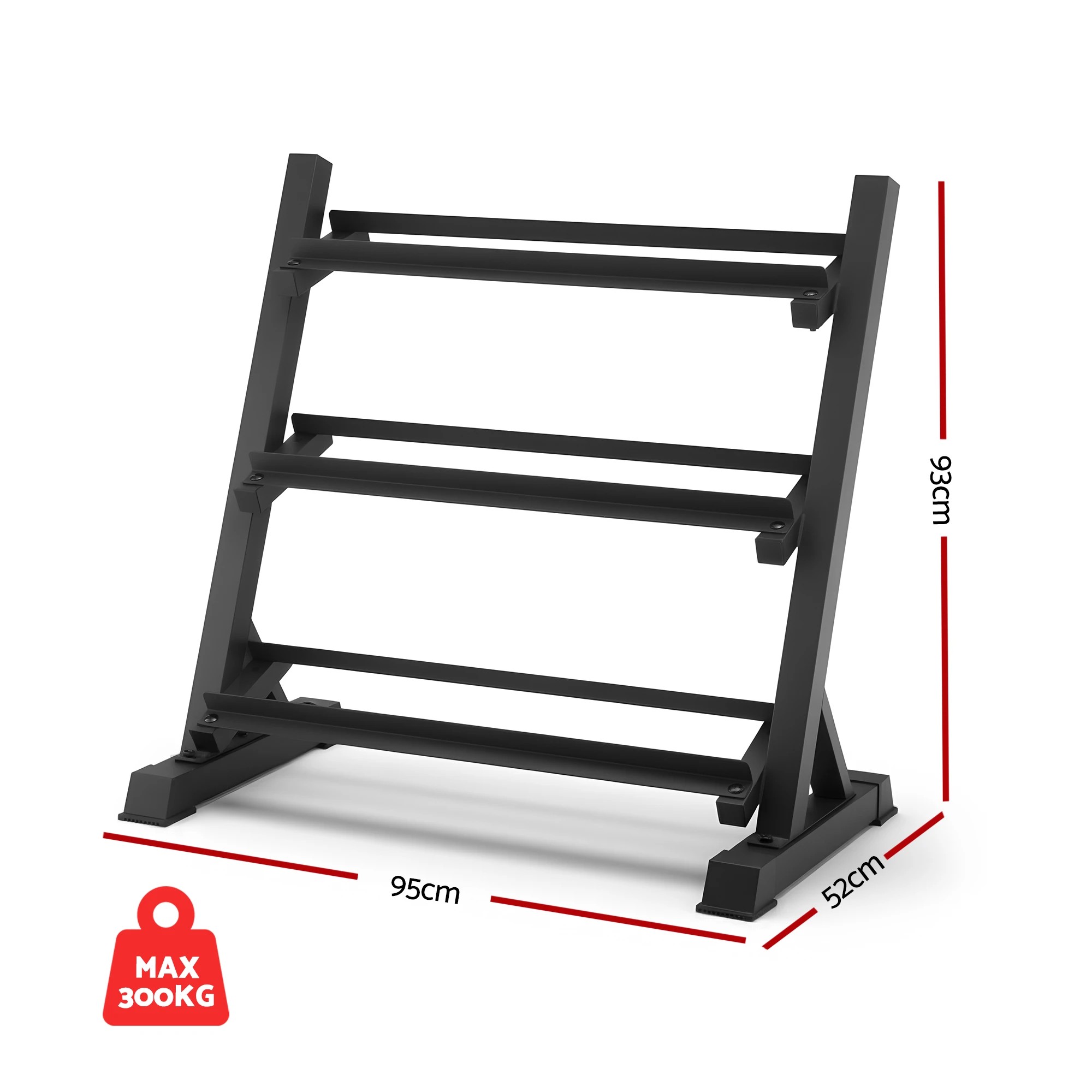 2 Everfit Dumbbell Rack 3-Tier Heavy Duty Weight Storage for Home Gym 300kg - Black, 2 of 4
