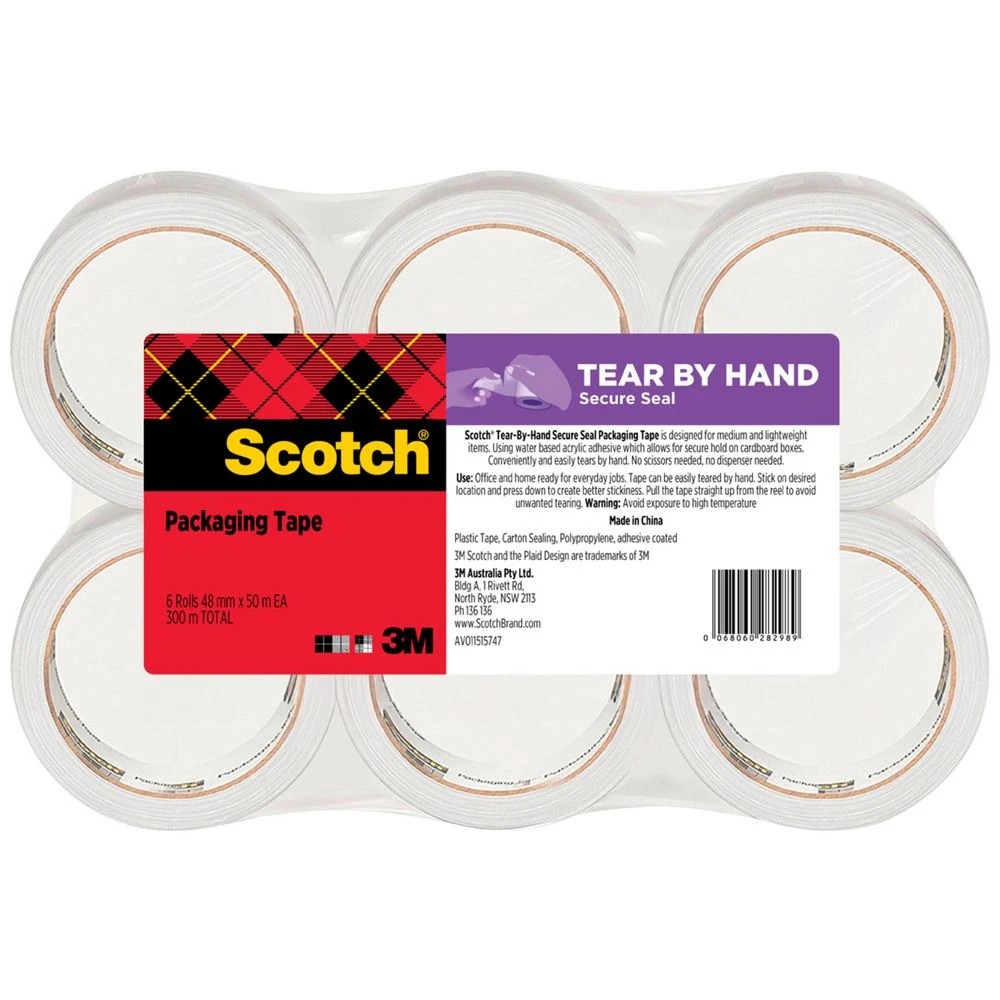1 Scotch Tear by Hand Secure Seal Packaging Tape 6 Pack, 1 of 1