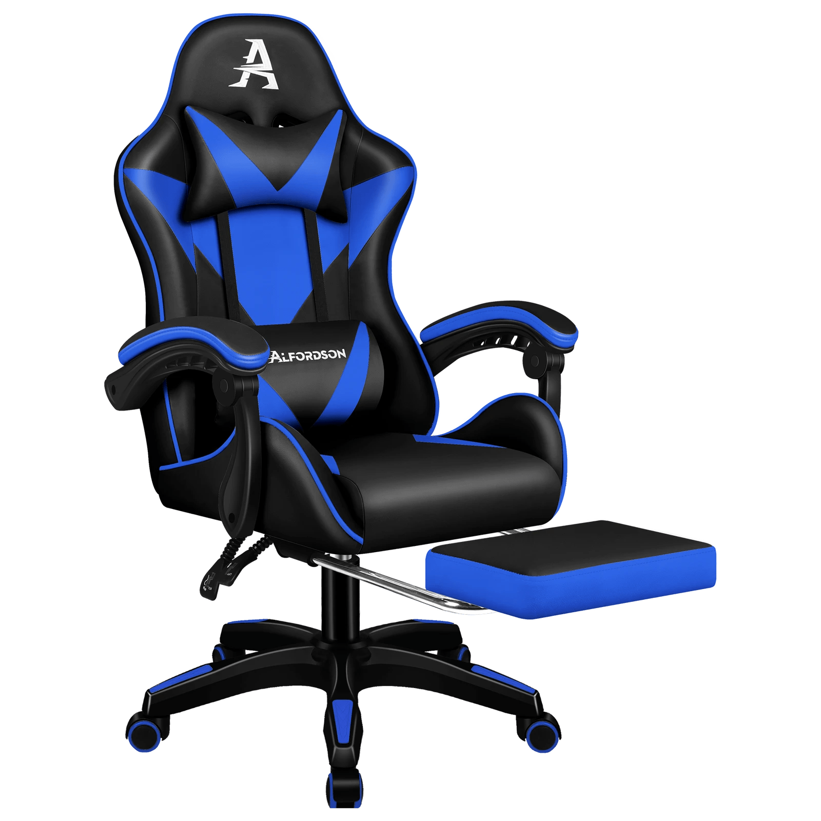 1 Alfordson Gaming Office Chair Massage Computer Footrest Leather - Blue, 1 of 10