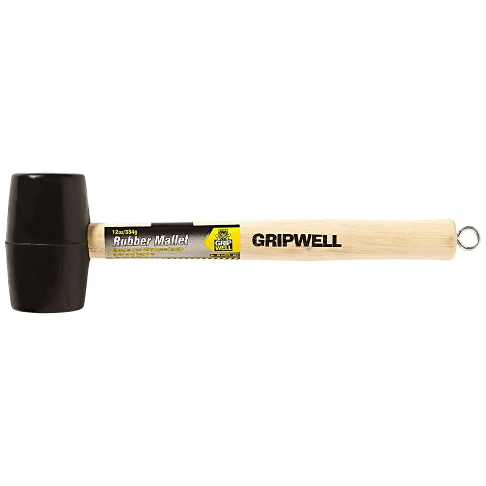 1 Gripwell 12oz Rubber Mallet with Wooden Handle, 1 of 2