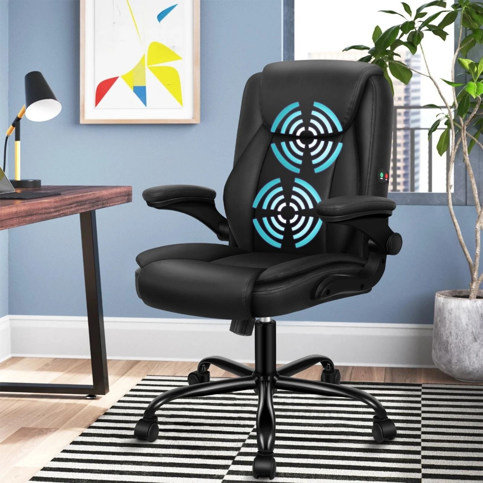 2 Alfordson Massage Office Chair Executive Computer Gaming Seat PU Leather - Black, 2 of 10