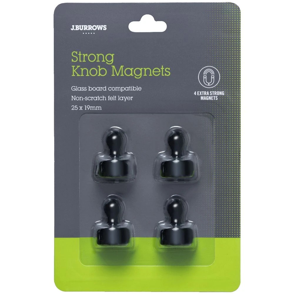 2 J.Burrows Super Strong Magnets Knob Black 4 Pack, 2 of 2