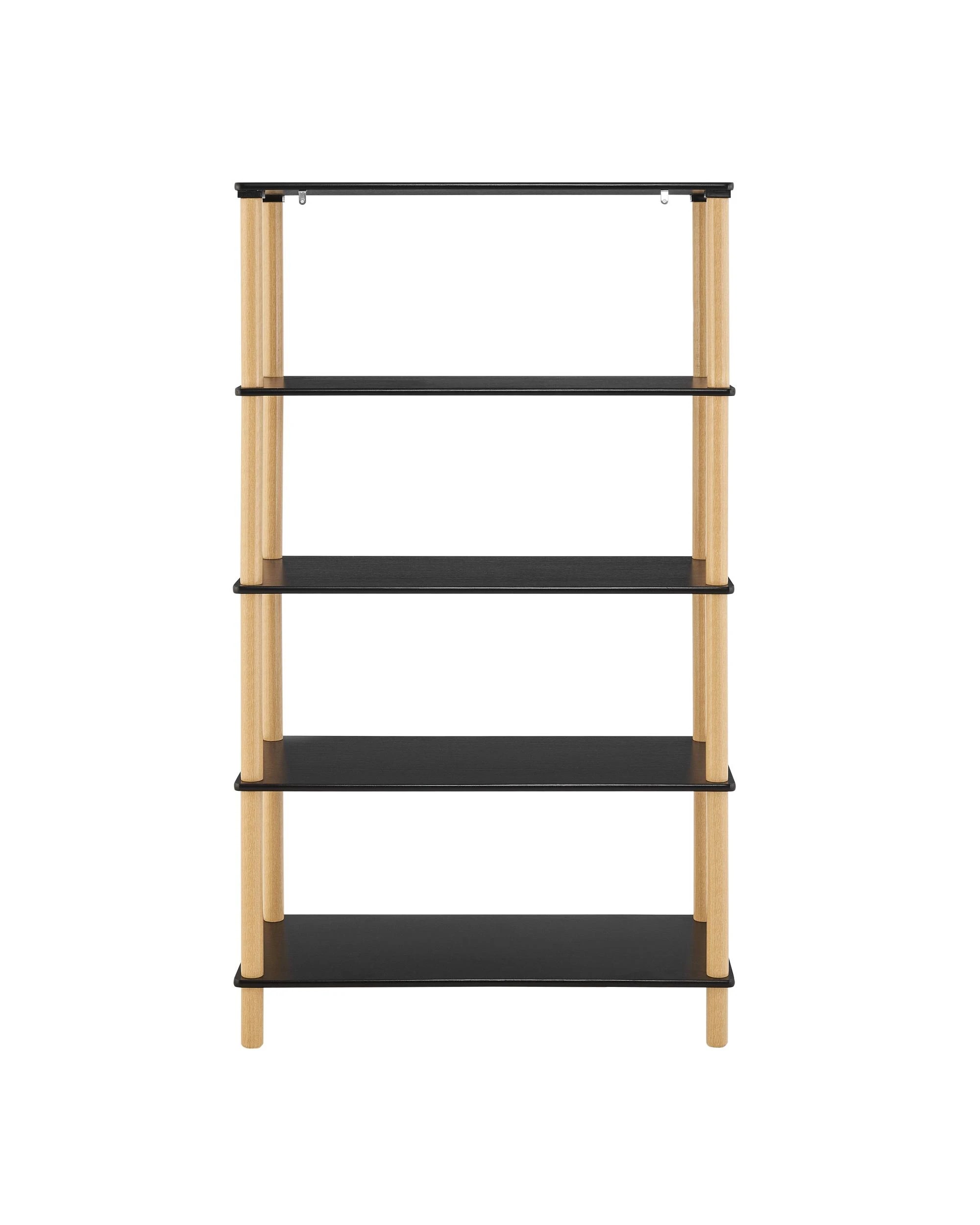 6 Kodu Open Shelf Unit Shelving Display Rectangular 5 Levels Black and Oak, 6 of 10