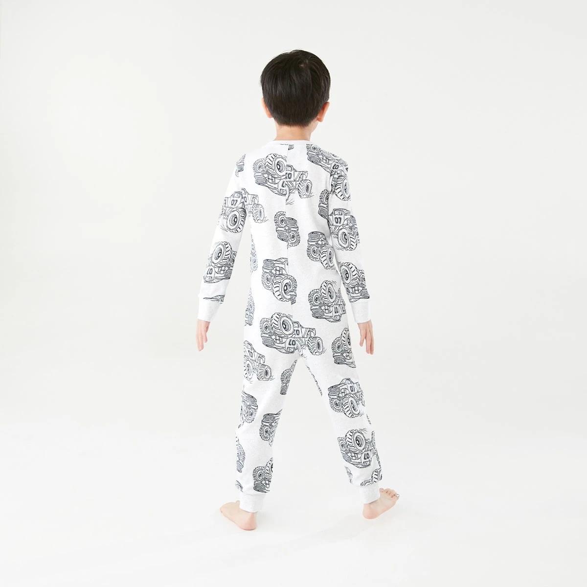 2 Ribbed All-In-One Sleepsuit Wht Truck, 2 of 9