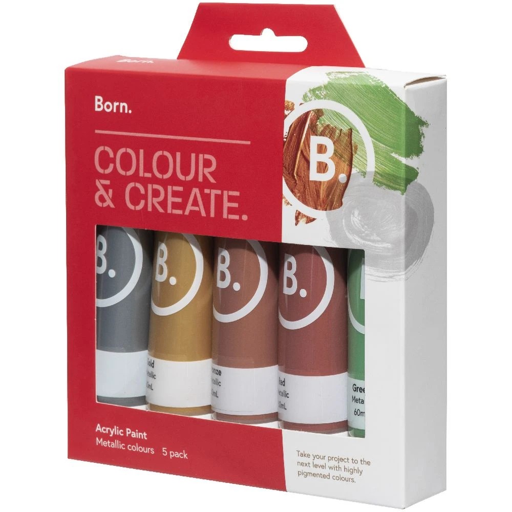 4 Born Acrylic Paints 60mL 5 Pack Metallic Colours, 4 of 6