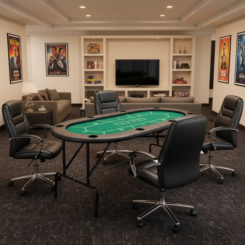 2 Costway 1.8M 8-Player Folding Poker Table Cardboard Game Table w/Comfy Armrests - Green, 2 of 4