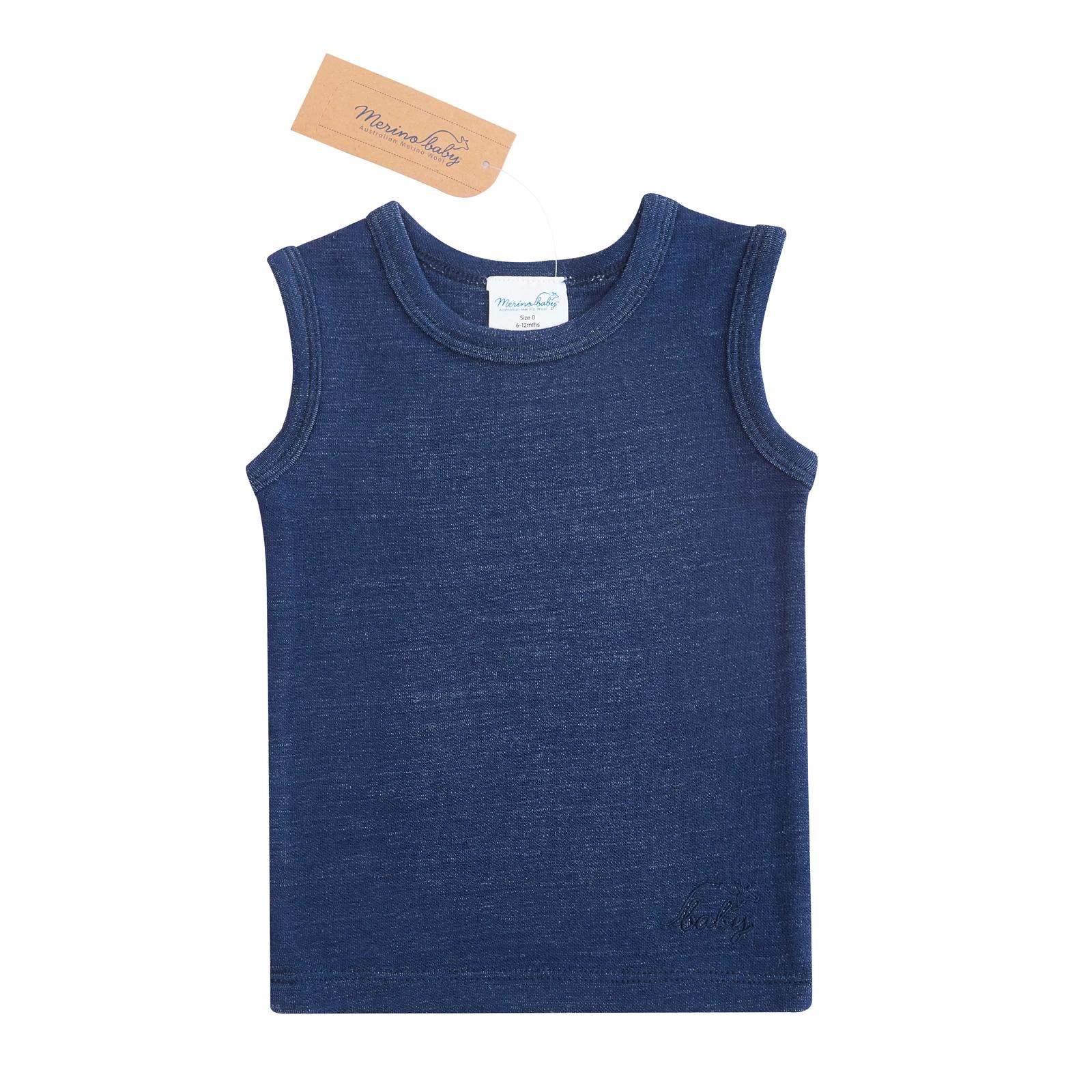 1 Merino Baby Australian Merino Wool Merino Vest- Navy Marle NAVY MARLE, 1 of 6