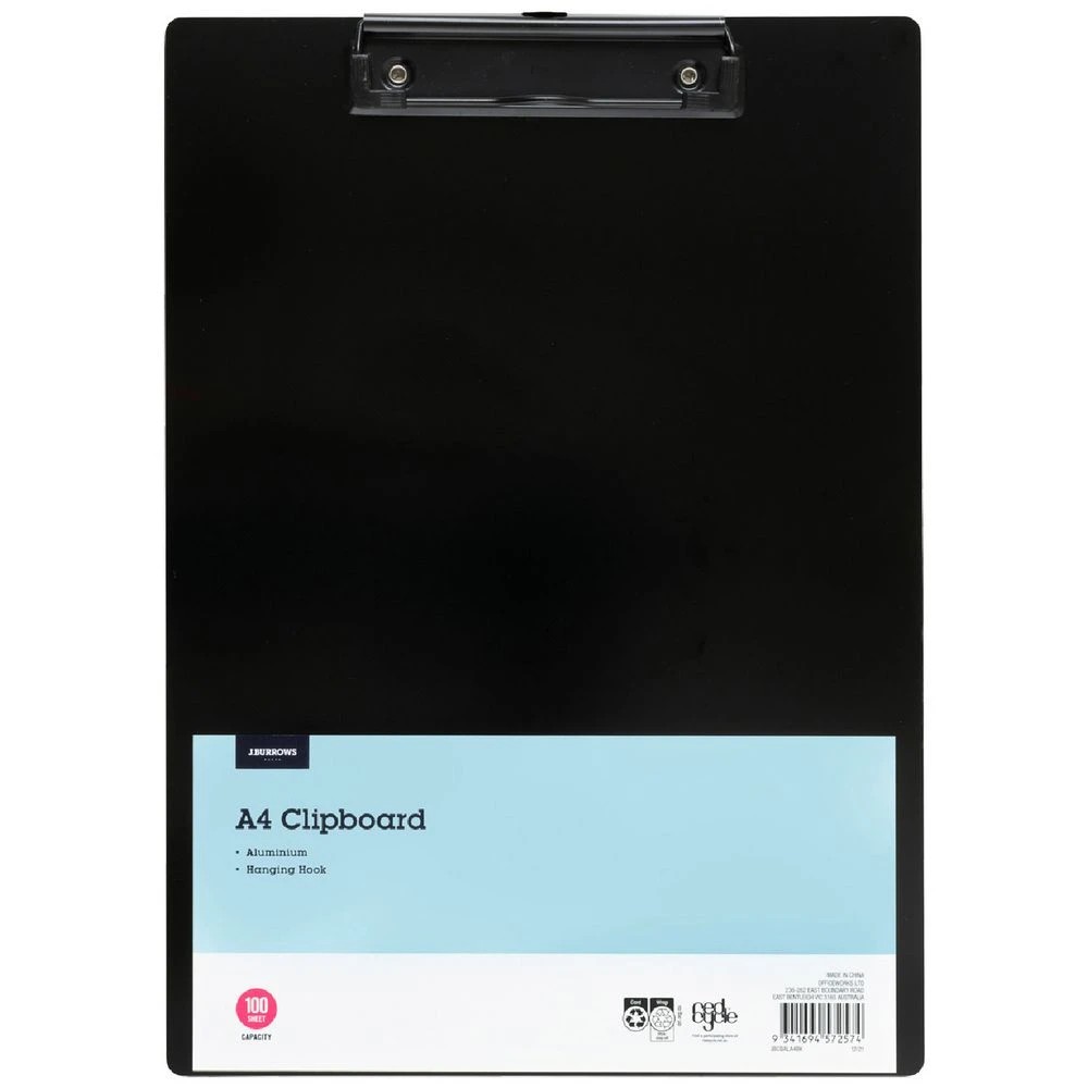 1 J. Burrows Aluminium A4 Clipboard Black, 1 of 2