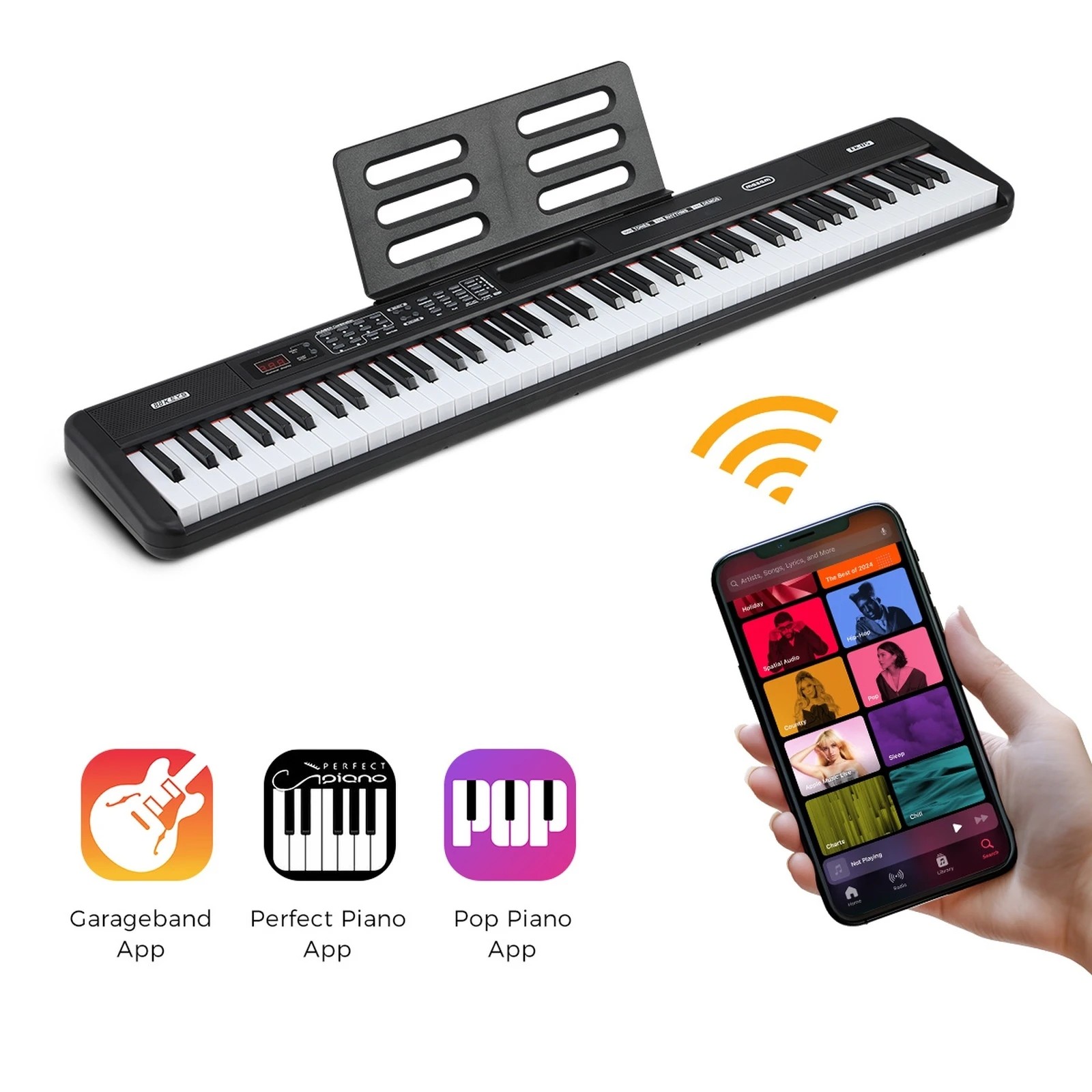 6 Mazam 88 Keys Electronic Piano Keyboard Lighted with Carry Bag - Black, 6 of 10