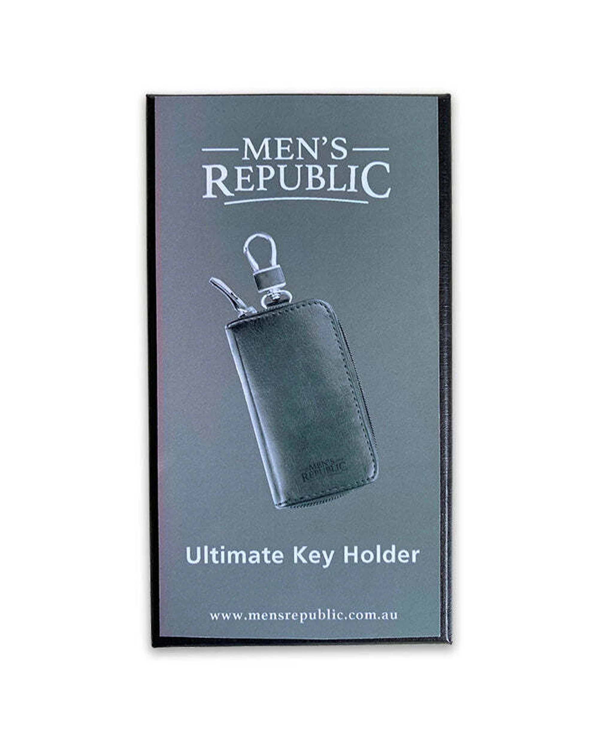 2 Mens Republic Key Ring Holder Faux Leather Embossed Logo Durable Design - Black, 2 of 5
