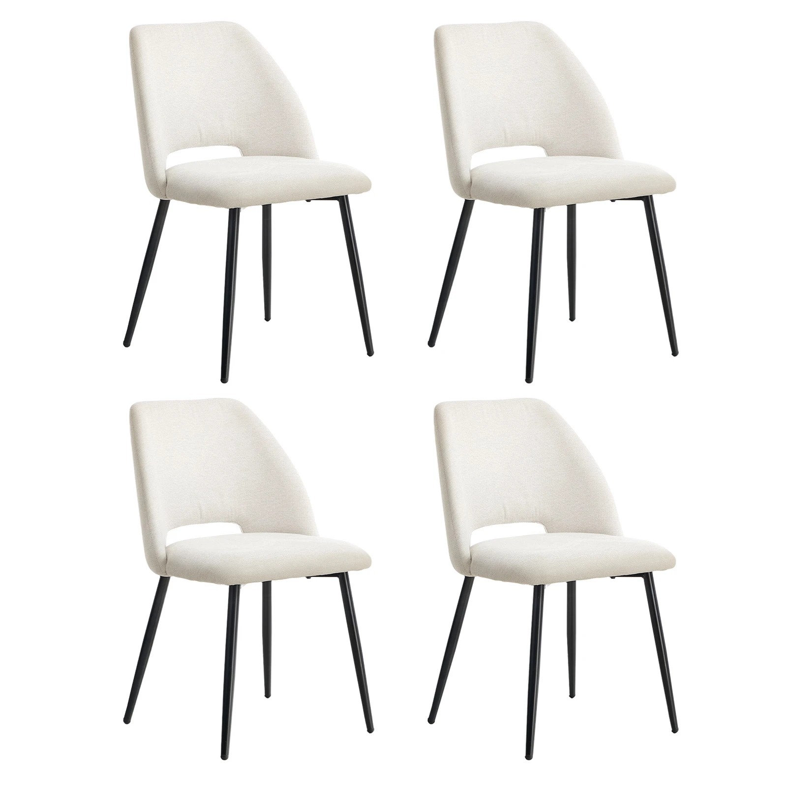 1 Oikiture 4x Dining Chair Accent Chairs Linen Fabric - Beige, 1 of 8