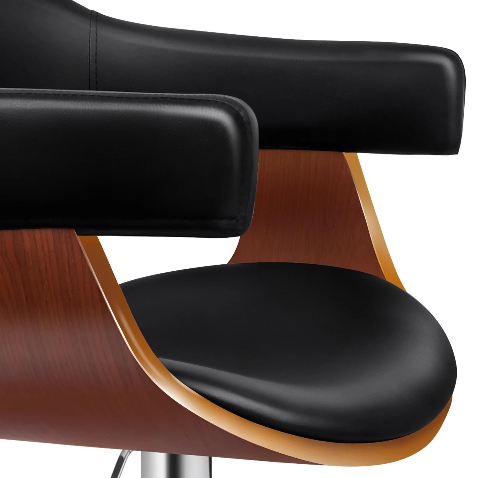 5 Alfordson 4x Bar Stools Joan Kitchen Swivel Chair Wooden Leather Gas Lift - Black, 5 of 10