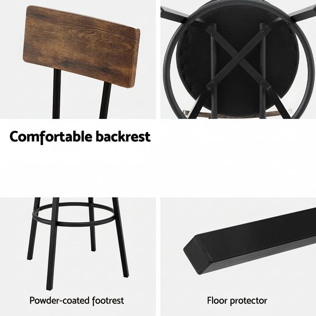 5 Artiss 4X Industrial Bar Stools Upholste Counter Chairs Steel Frame Anti - Brown, 5 of 5