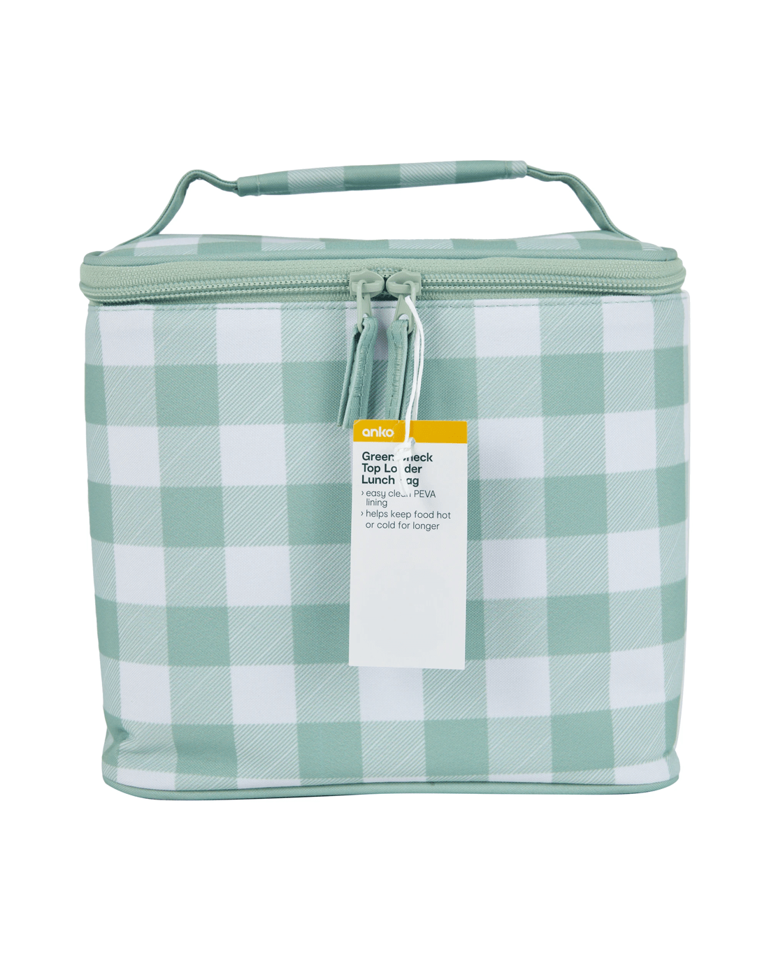 4 Green Check Top Loader Lunch Bag, 4 of 5