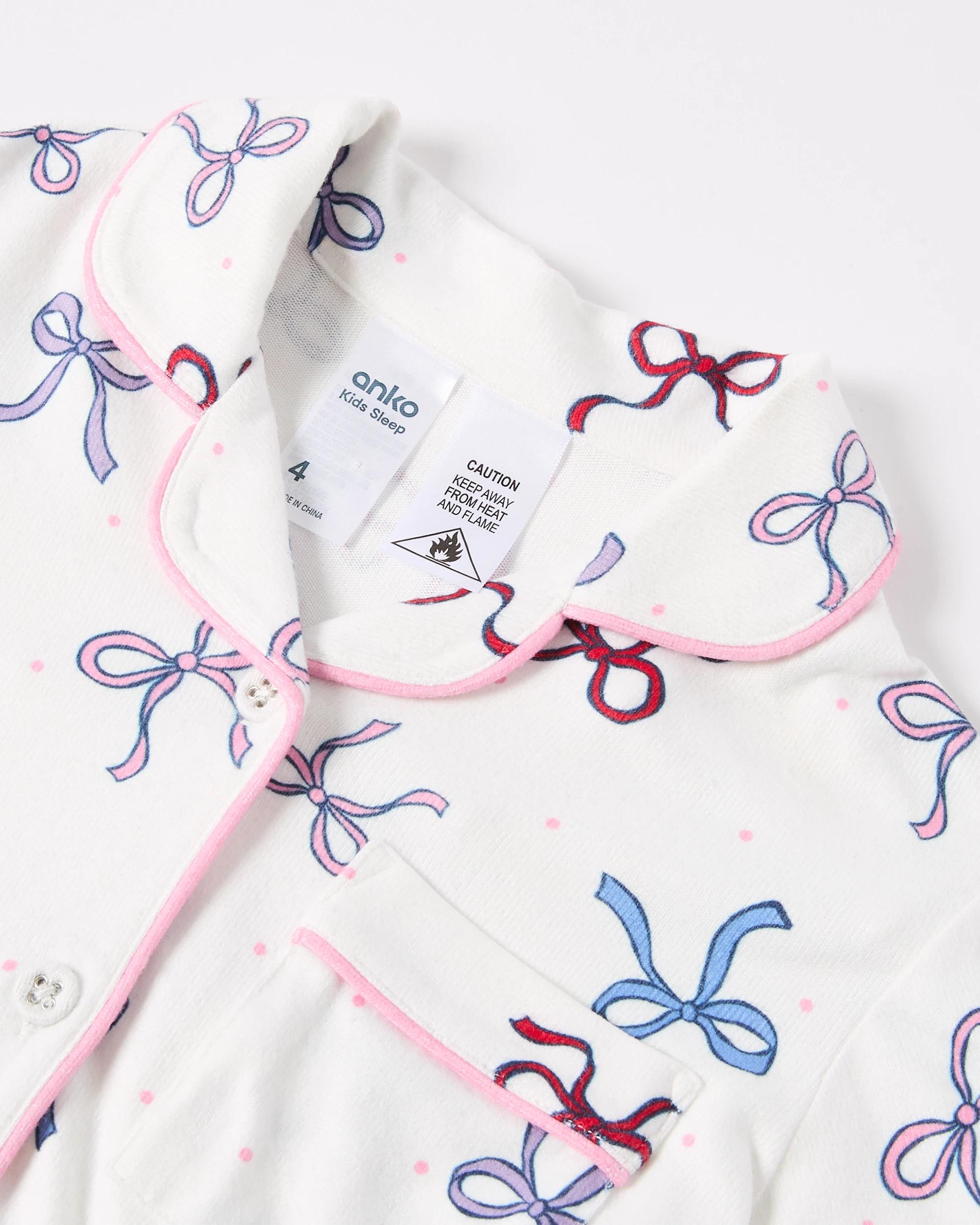 8 Hachi Button Through Pyjama Set Wht Bows, 8 of 9