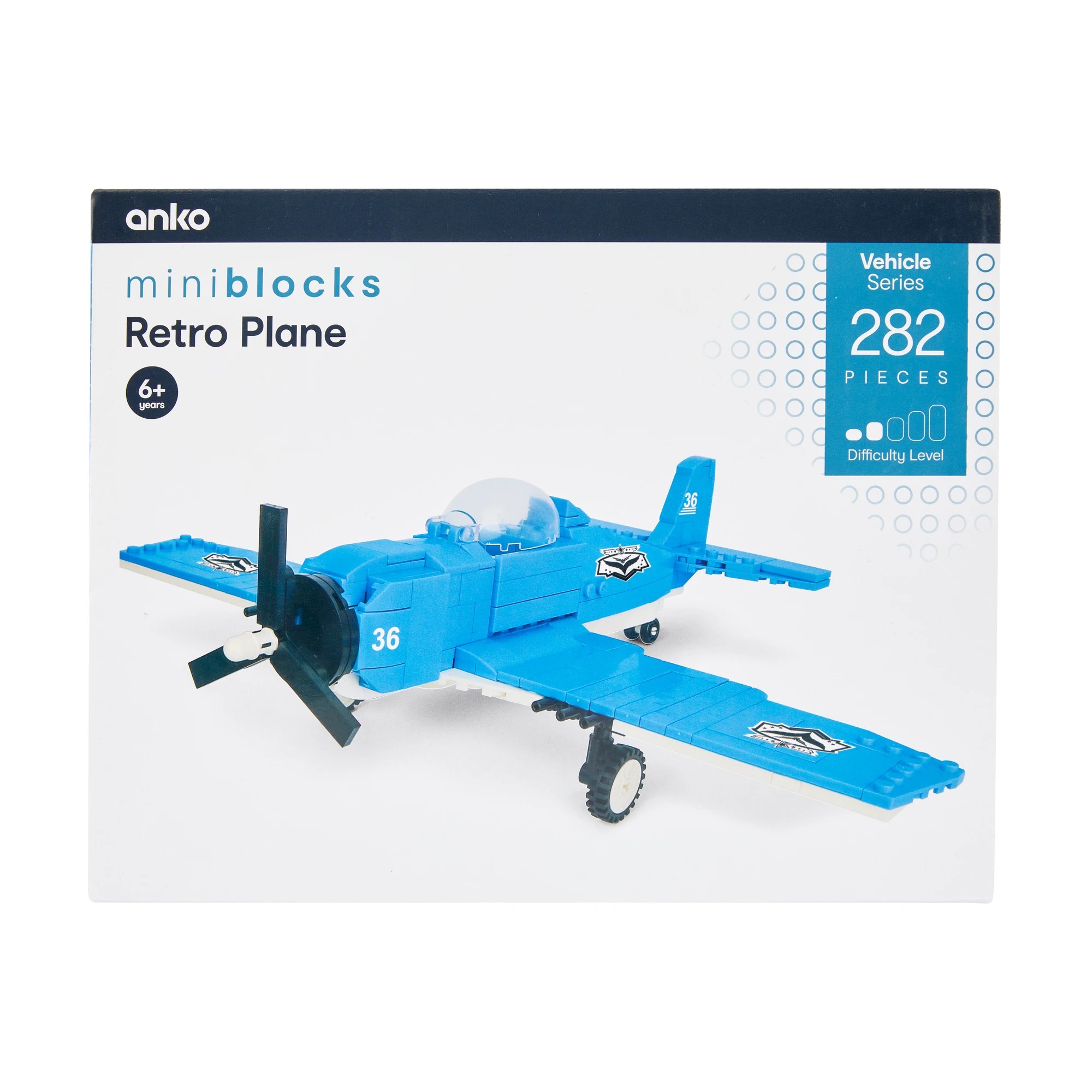 1 282 Piece Mini Blocks Vehicle Series: Retro Plane, 1 of 4