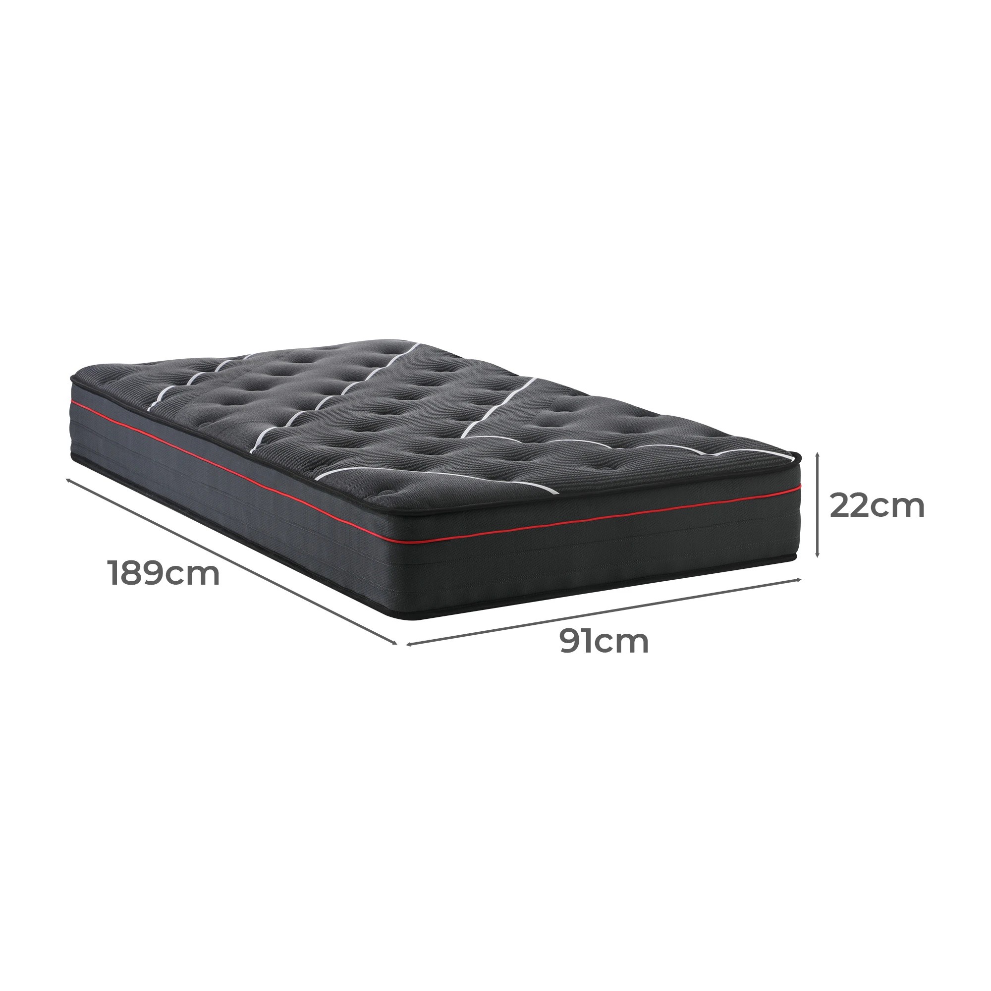 4 Bedra Bedding Single Mattress Tight Top Bed Cool Gel Foam Pocket Spring 22cm Medium
 - Black, 4 of 8
