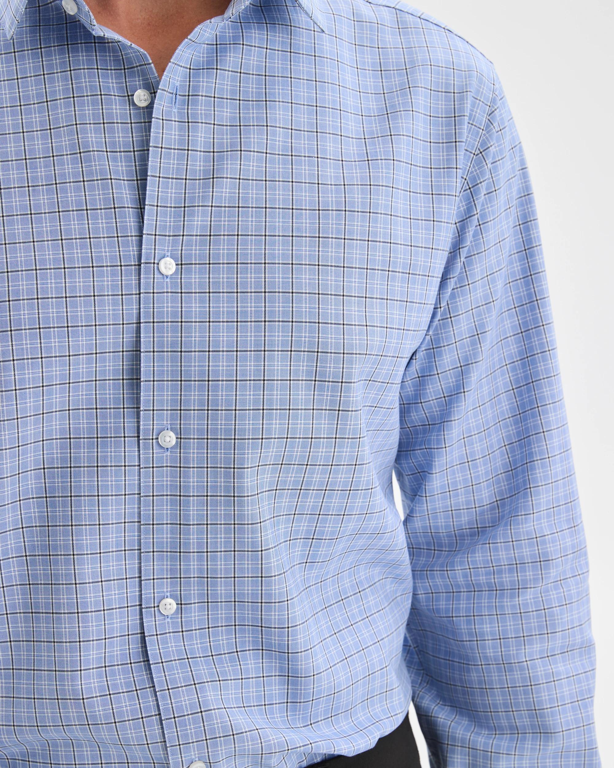 5 Preview Australian Cotton Tile Check Business Shirt CHAMBRAY, 5 of 7