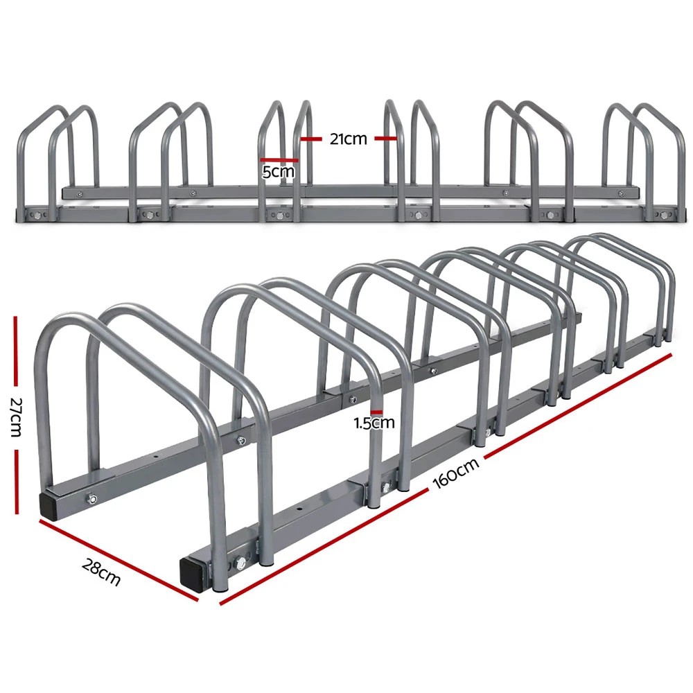 2 Weisshorn 6 Bike Stand Rack Bicycle Storage Floor Parking Holder Cycling - Silver, 2 of 6