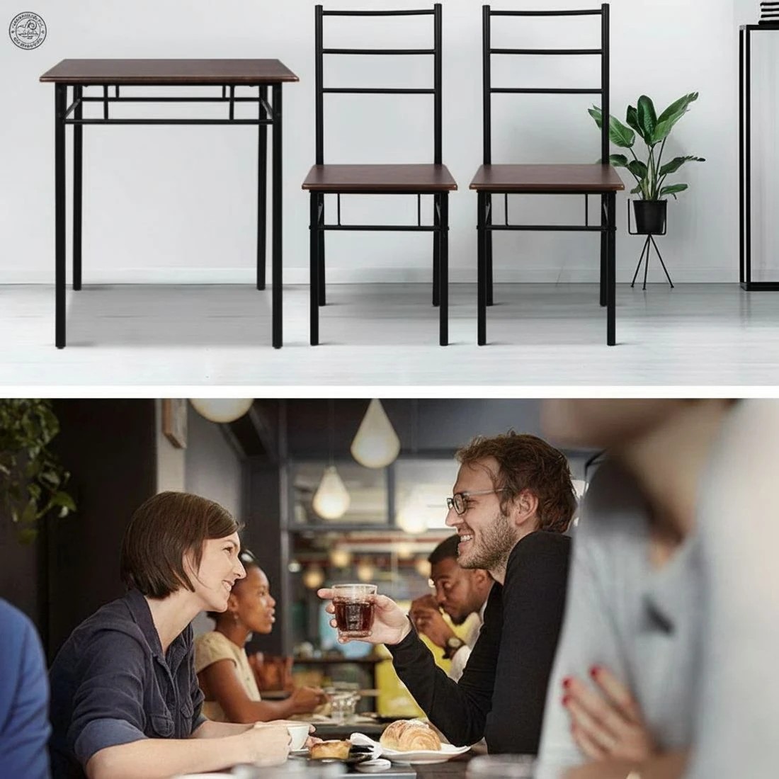 6 Artiss Dining Table And Chairs Set fo 3 - Brown, 6 of 10