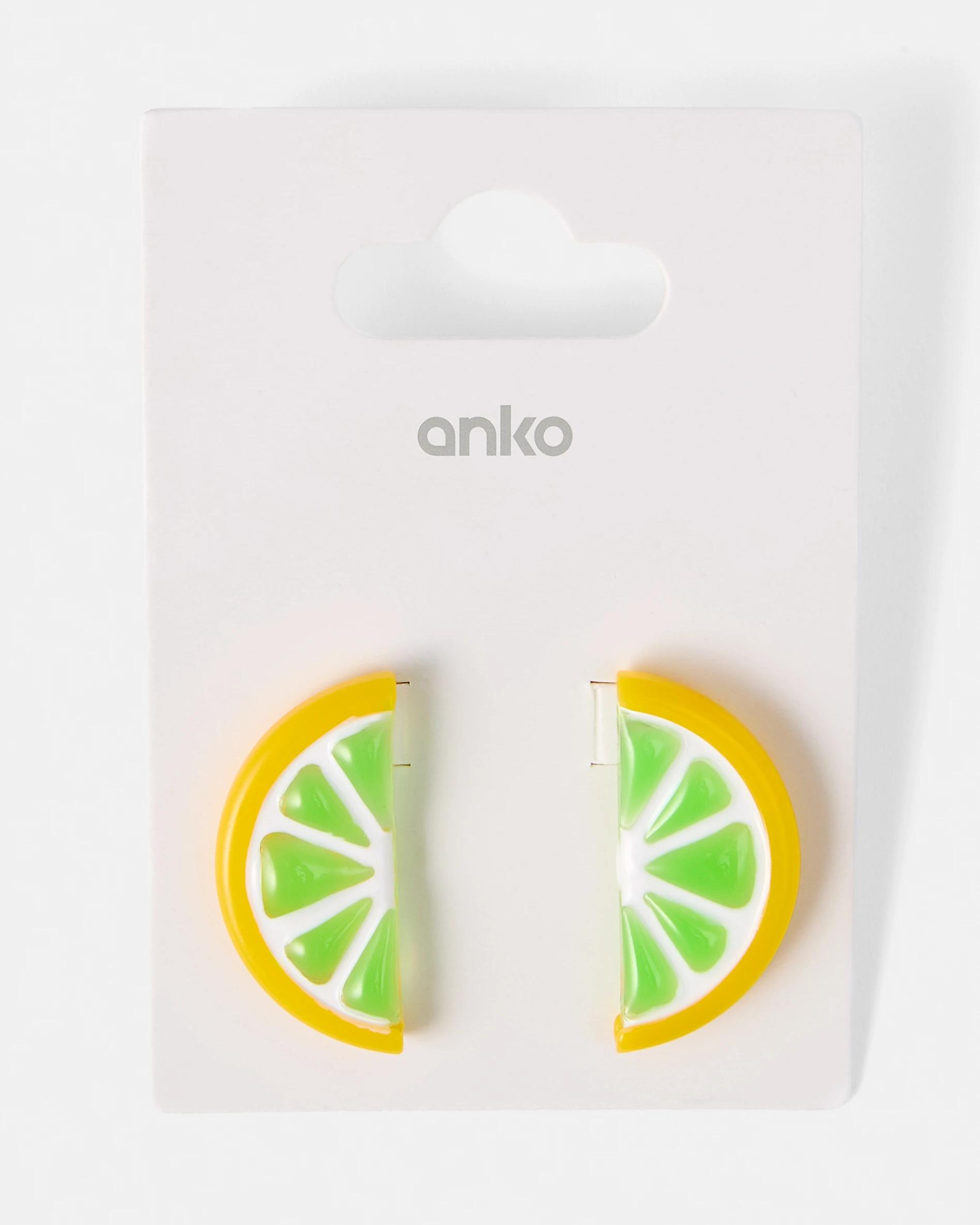 4 Lemon Slice Stud Earrings - Yellow and Green Yellow, 4 of 4
