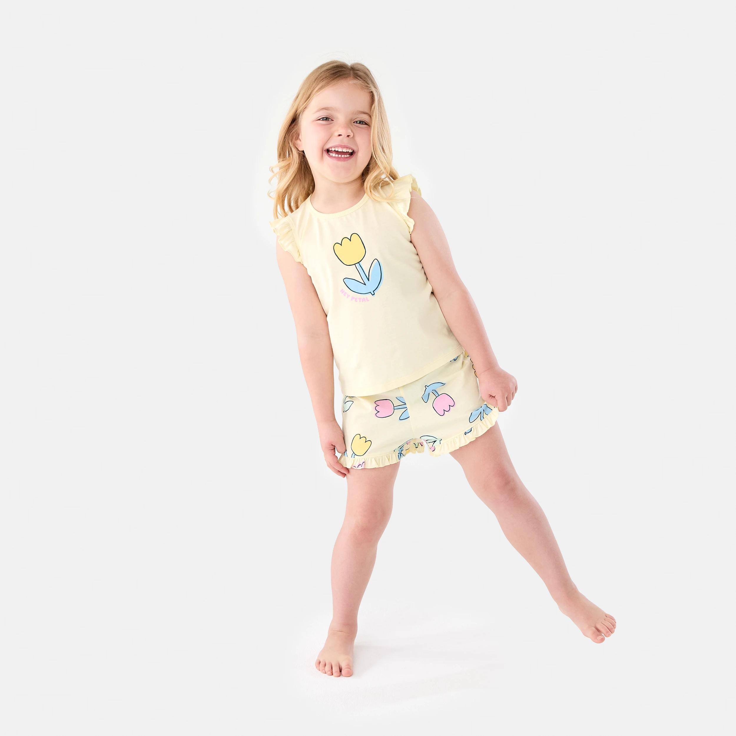 1 Short Sleeve Jersey Pyjama Set YELLOW TULIPS, 1 of 8