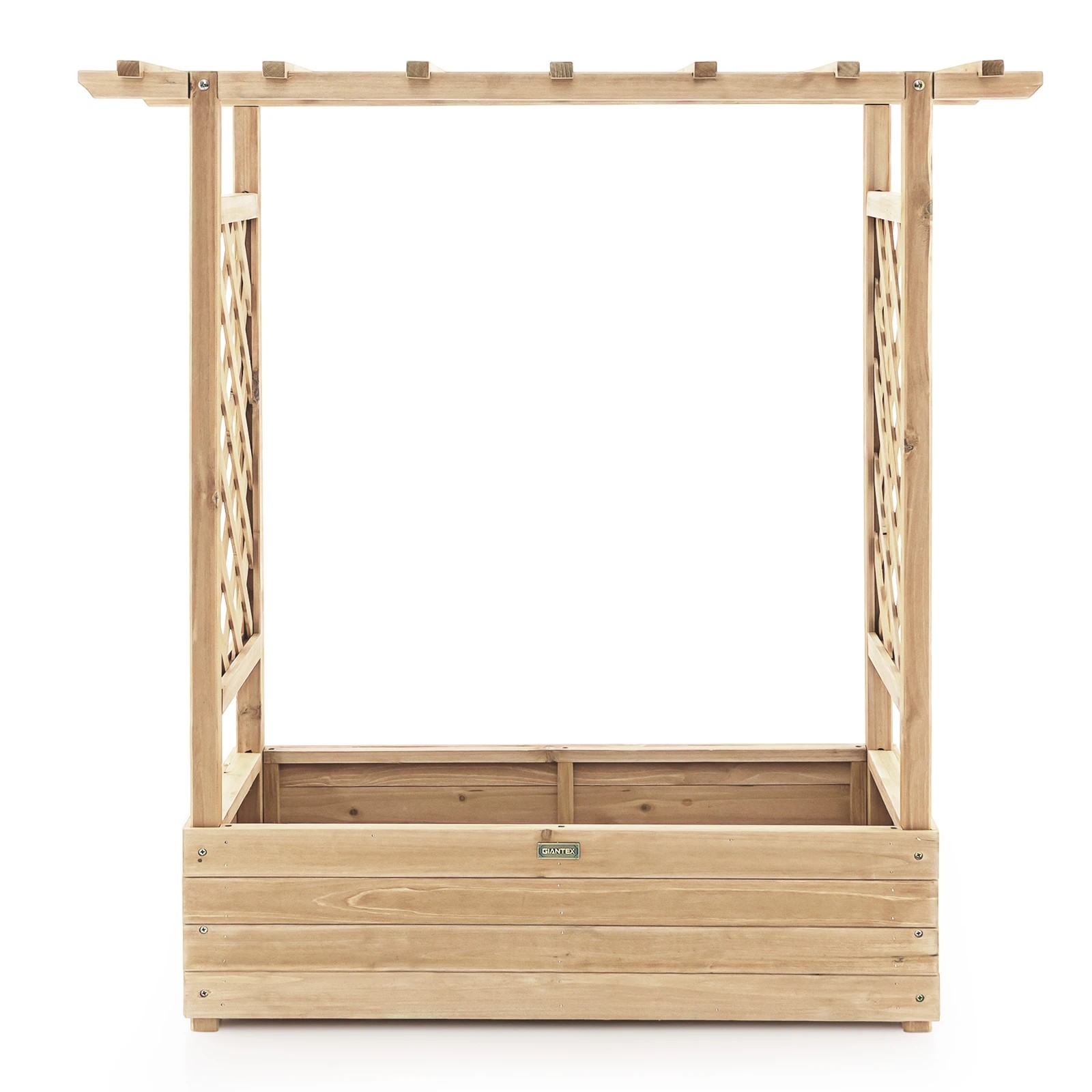 1 Costway Raised Garden Bed w/Trellis Indoor Outdoor Planter Box Container w/Drainage Holes - Natural, 1 of 1