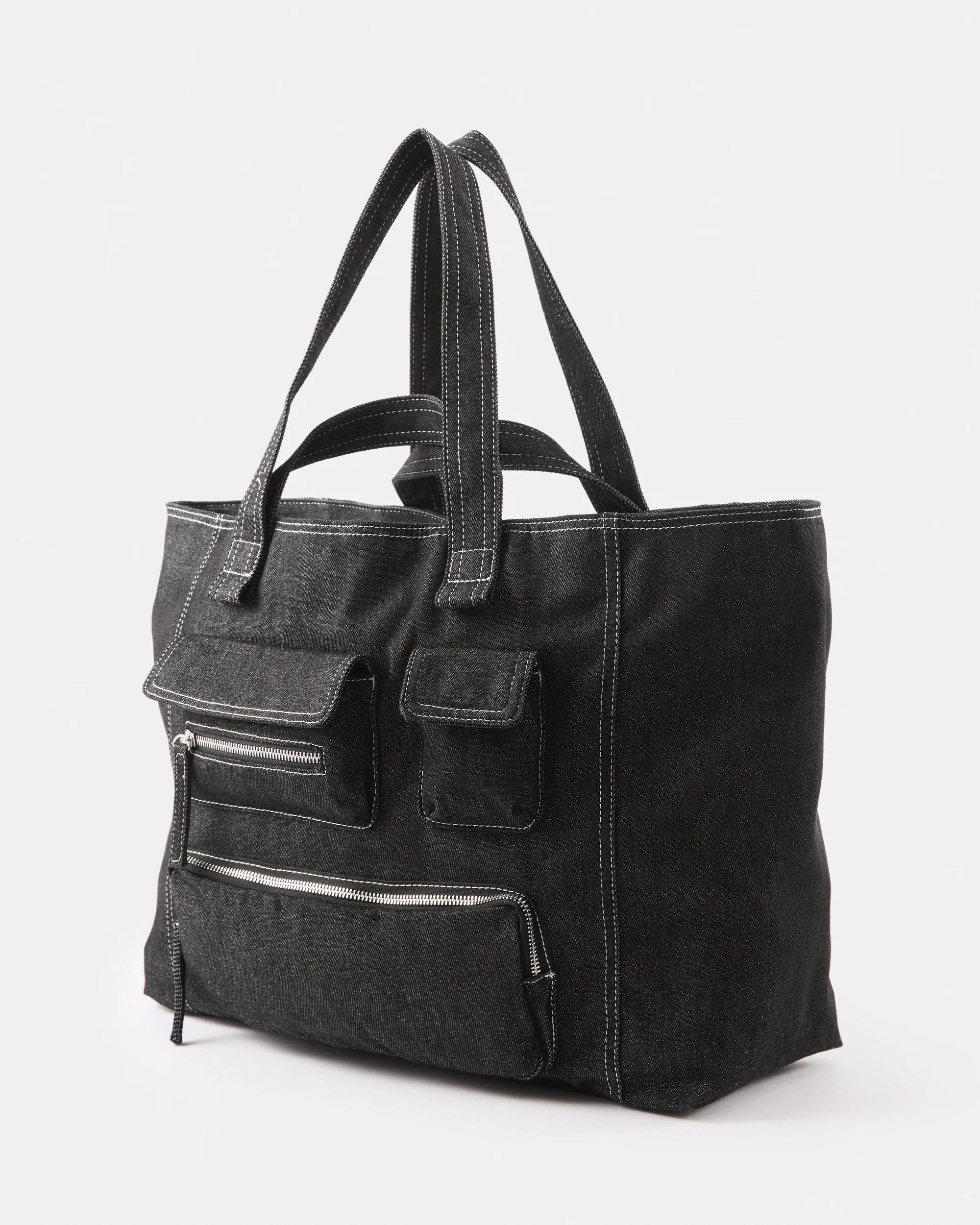 2 Casual Pocket Tote Bag Black, 2 of 7