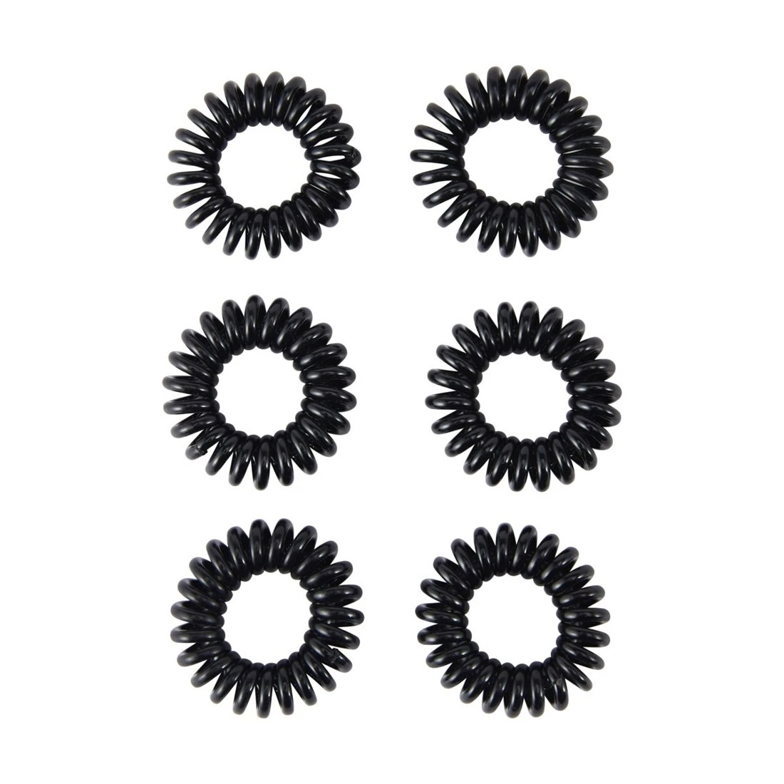 1 OXX Haircare 6 Piece Spiral Hair Elastics - Black, 1 of 4