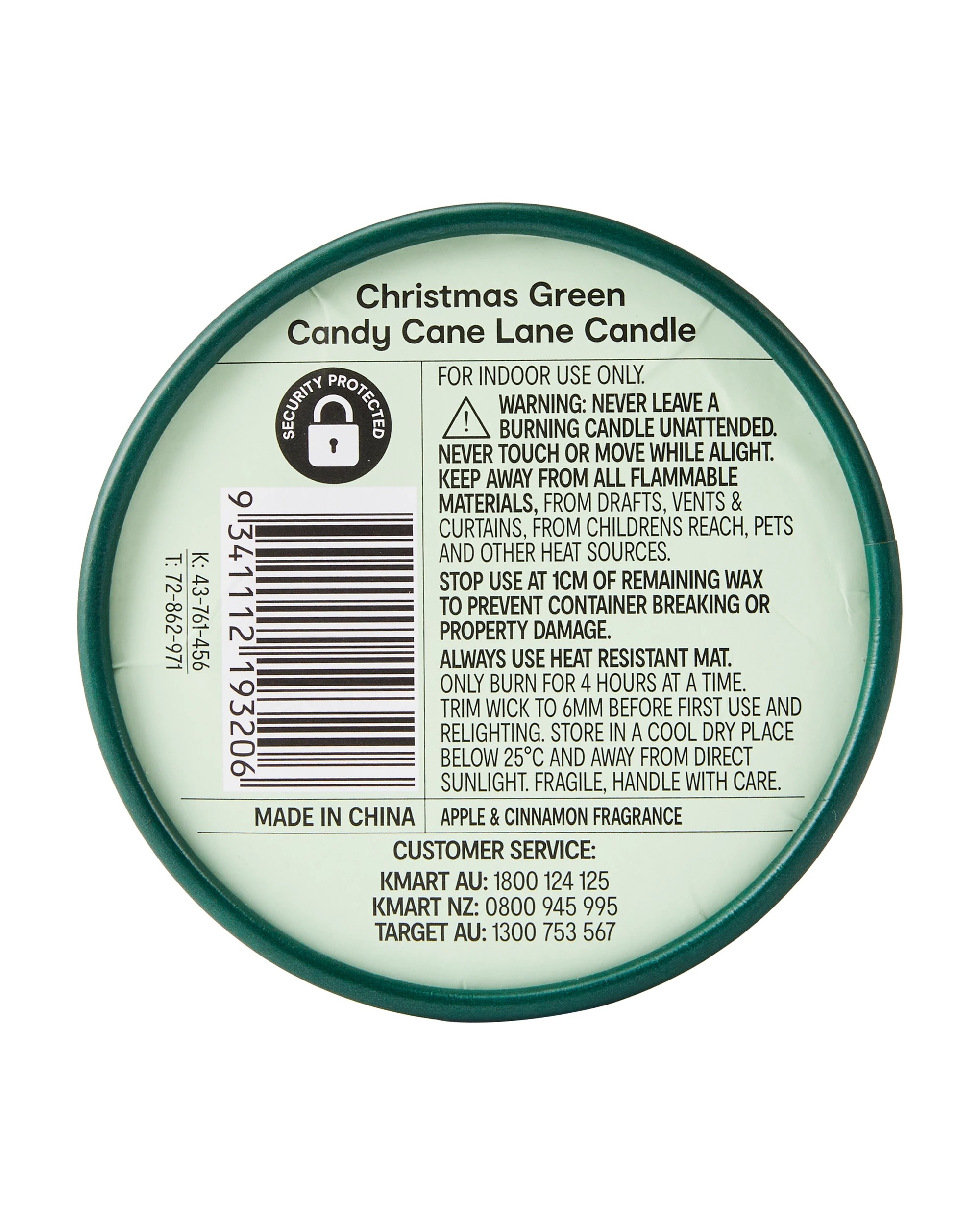 6 Christmas Green Candy Cane Lane Candle, 6 of 6