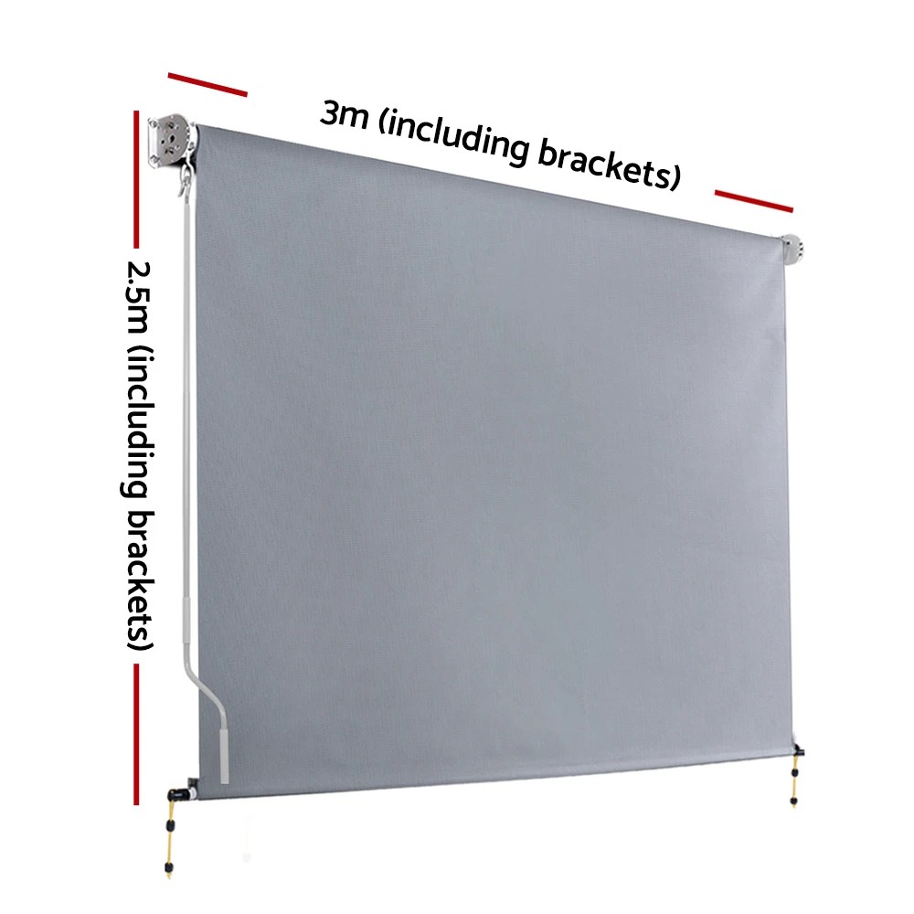2 Instahut Outdoor Blinds Light Filtering Roll Down Awning Shade 3X2.5M - Grey, 2 of 6