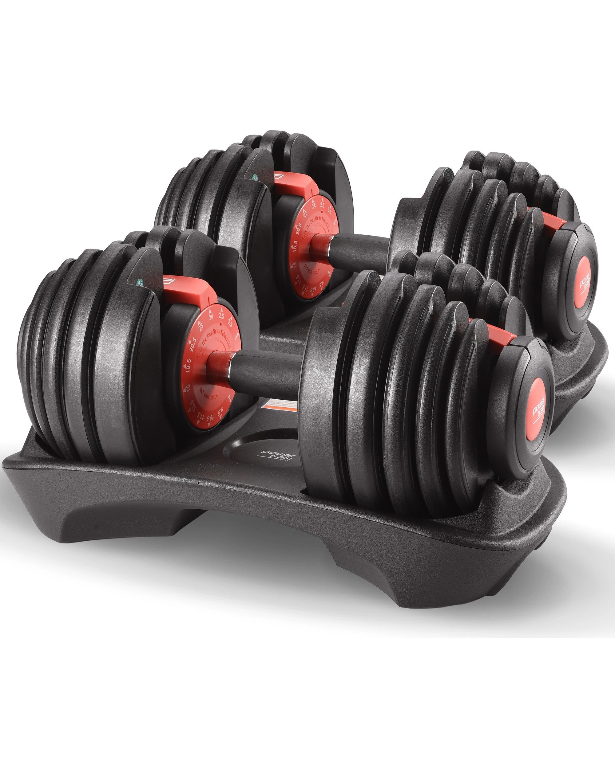 1 Powertrain 48kg Adjustable Dumbbells 15-in-1 Home Gym Weights Red, 1 of 7