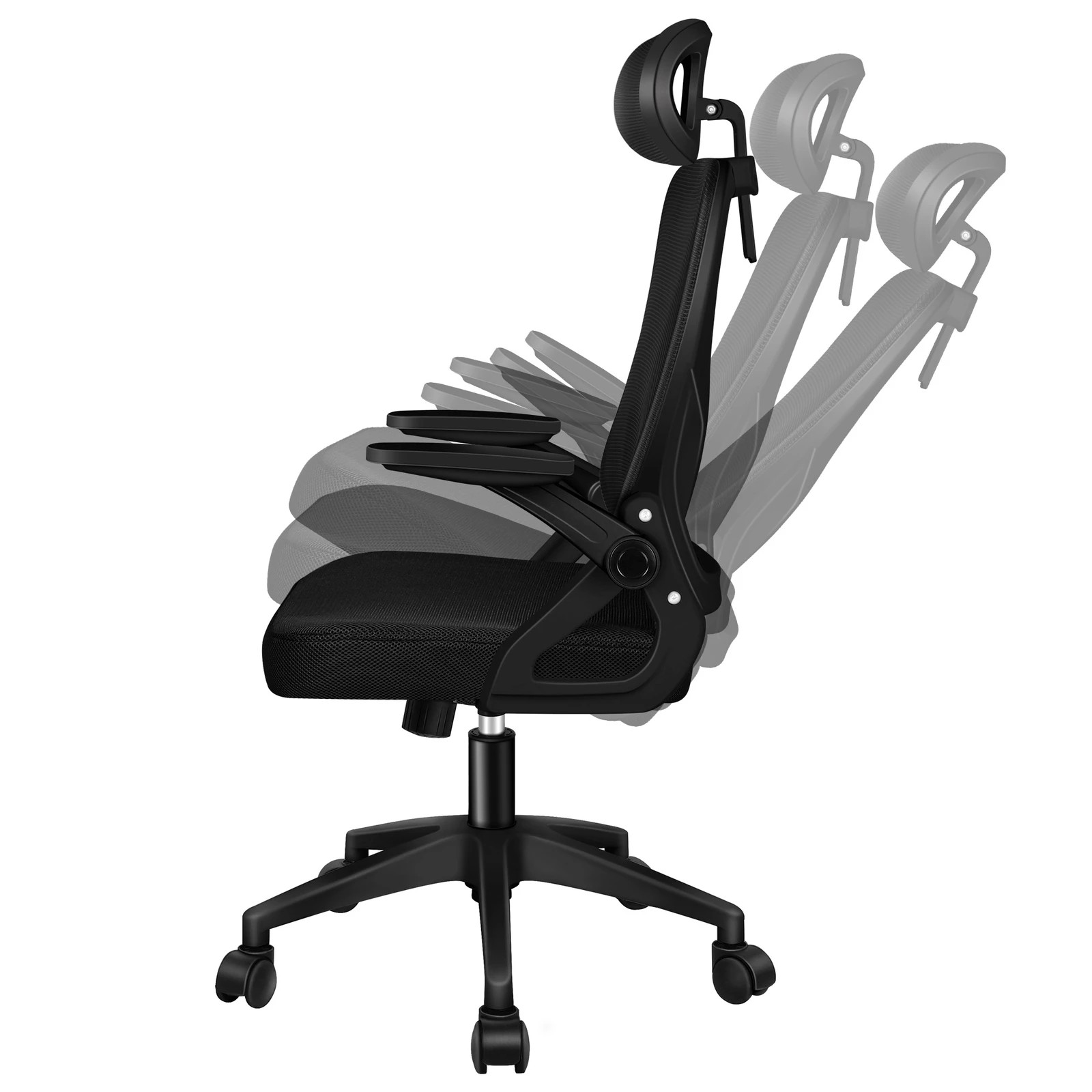 5 Alfordson Mesh Office Chair Executive Fabric Seat Tilt Gaming Racing Computer - Black, 5 of 10
