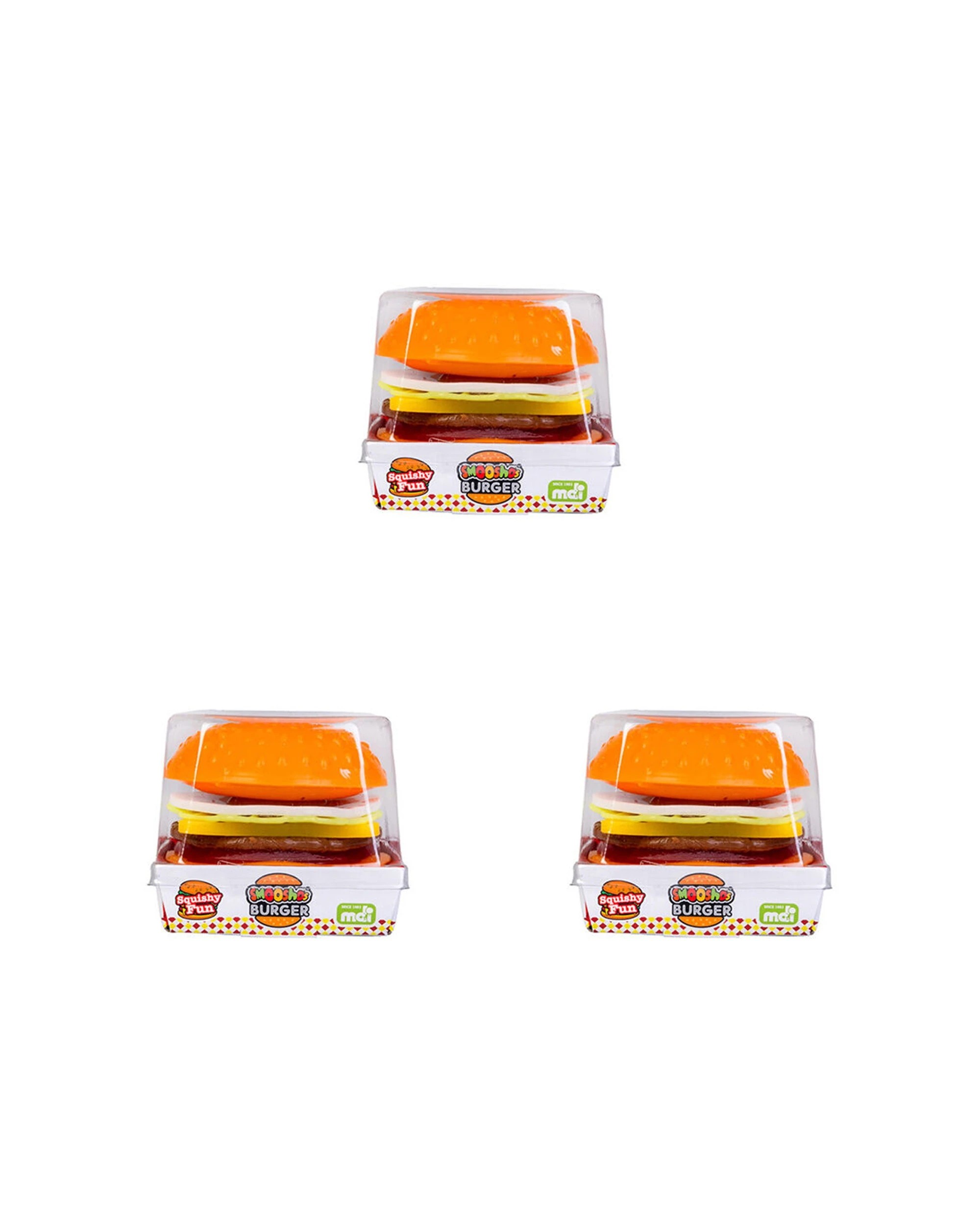 1 Smooshos 3x 7pc Build Your Own Burger Squishy Ball Childrens Toy 7x7x7.5cm - Multi, 1 of 5