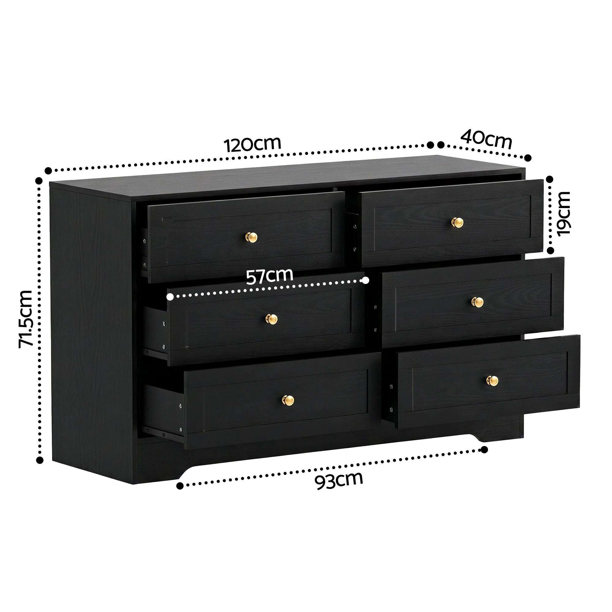 2 Artiss 6 Chest of Drawers Tallboy Cabinet - Black, 2 of 3