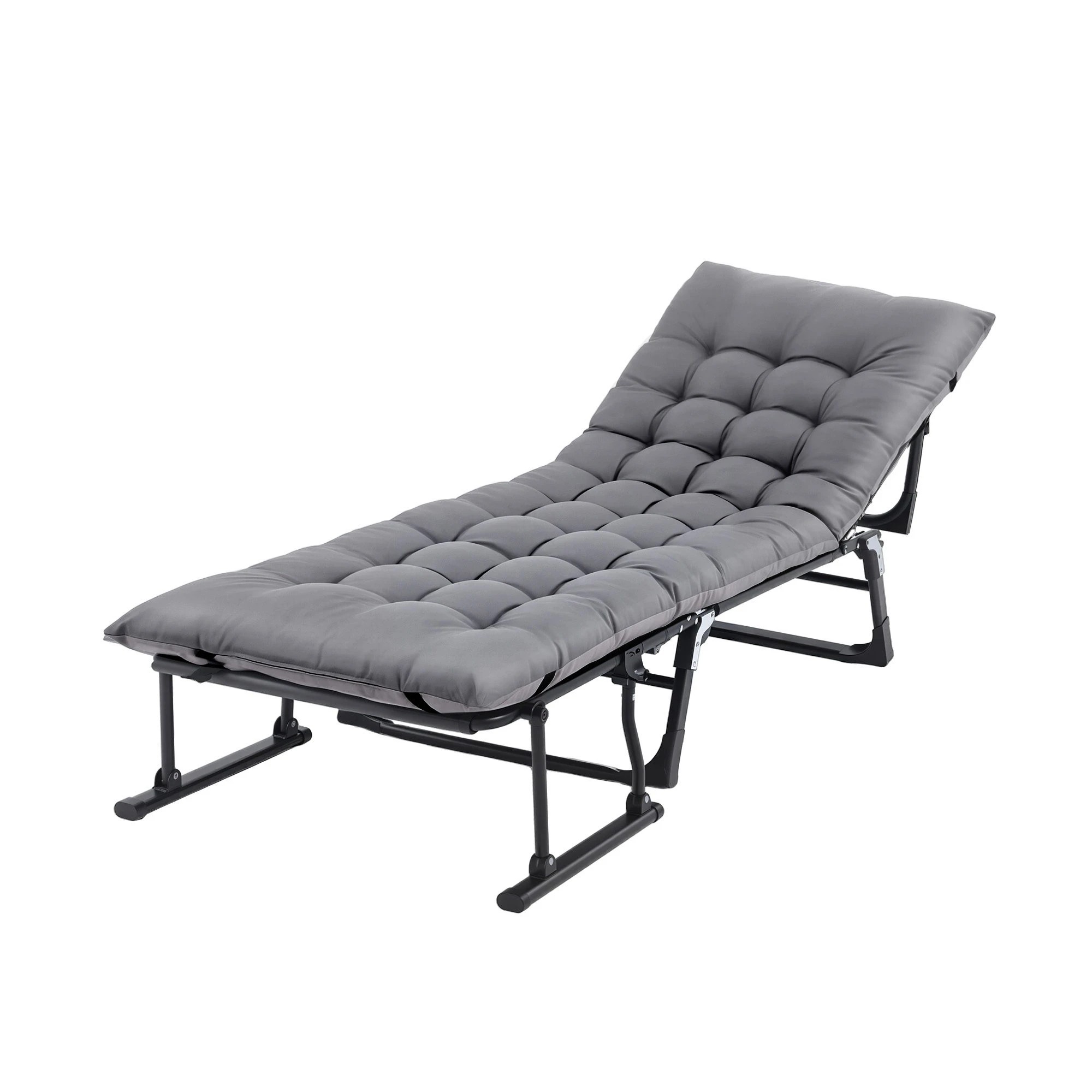 1 Gardeon 3-in-1 Sun Lounger Folding Camping Chair Adjustable Recliner Patio Furniture for Office Nap, Poolside - Grey, 1 of 8