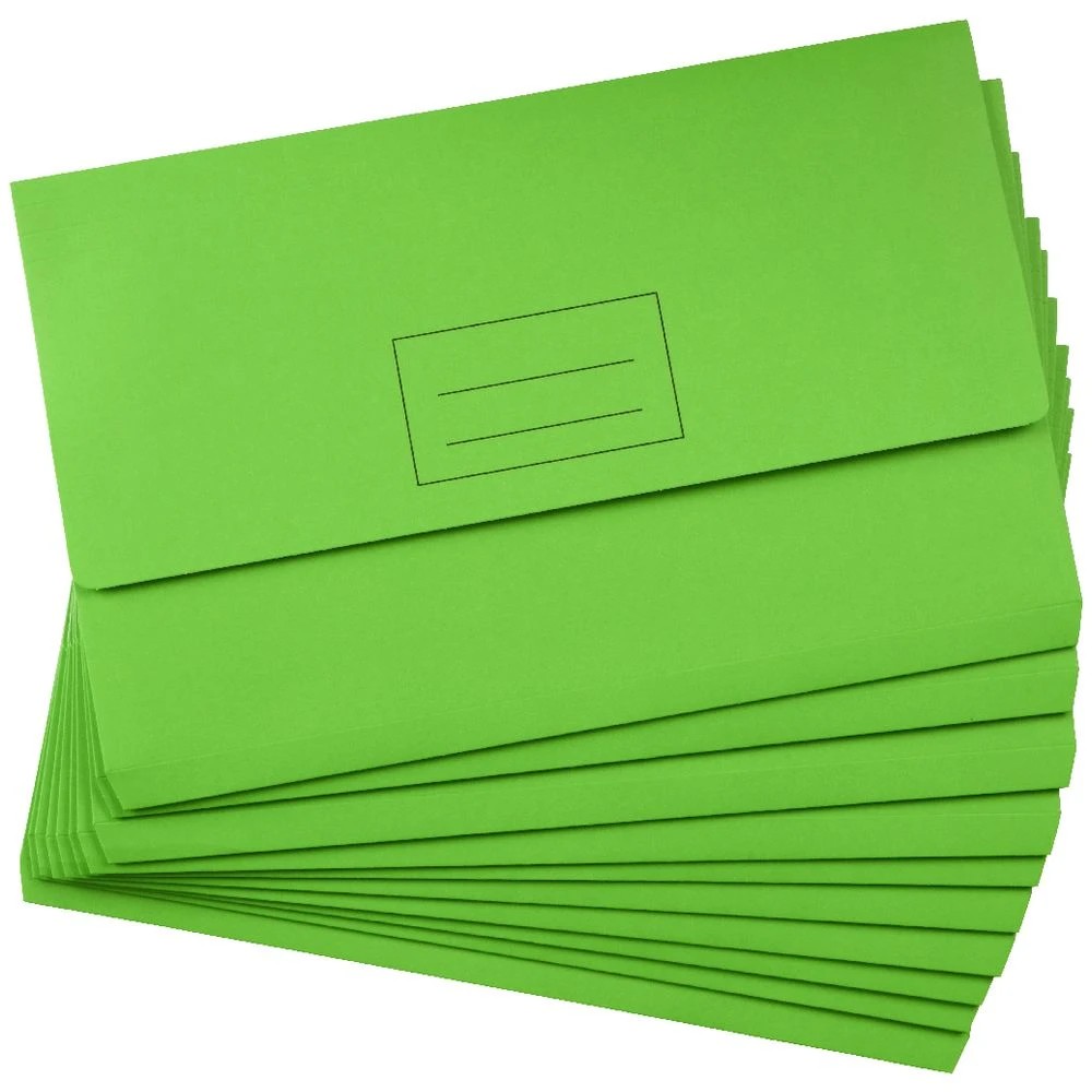 3 J.Burrows Foolscap Document Wallet Lime 10 Pack, 3 of 4