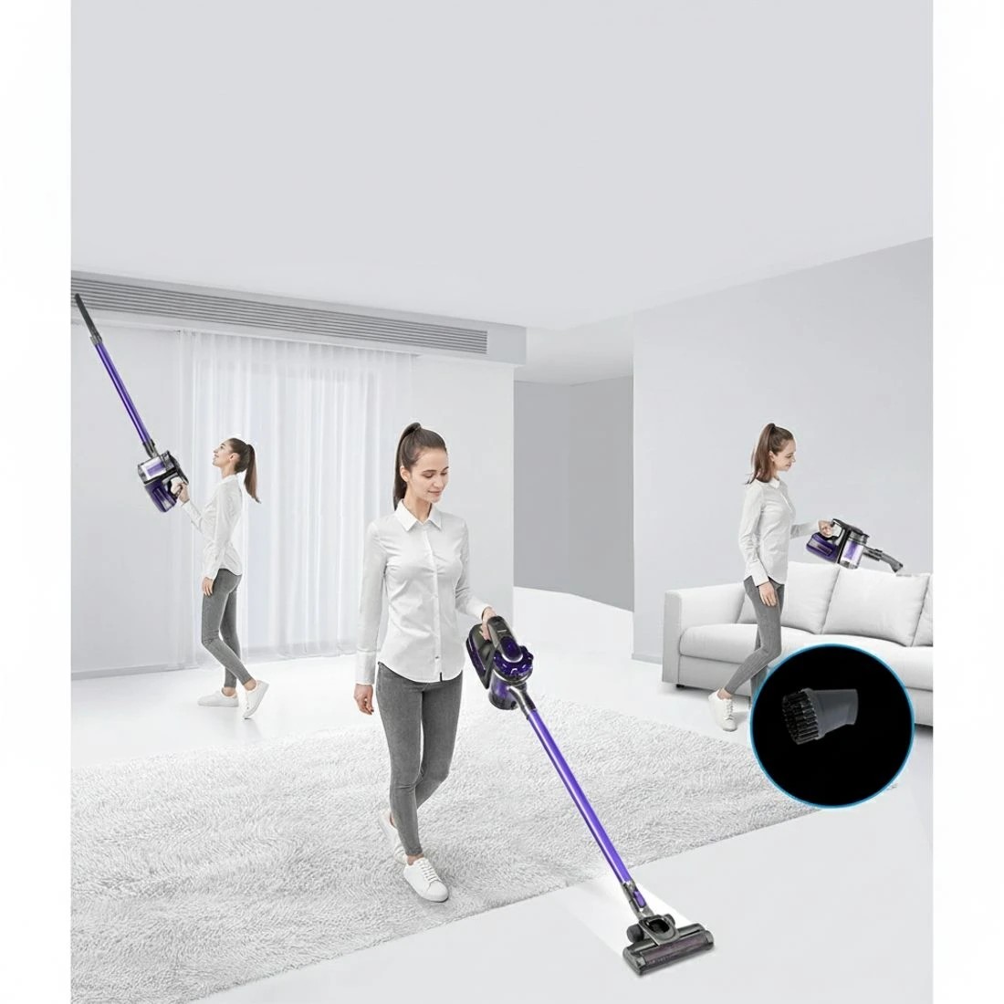 3 Devanti Stick Vacuum Cleaner Cordless HEPA Filter Purple - Purple, 3 of 5